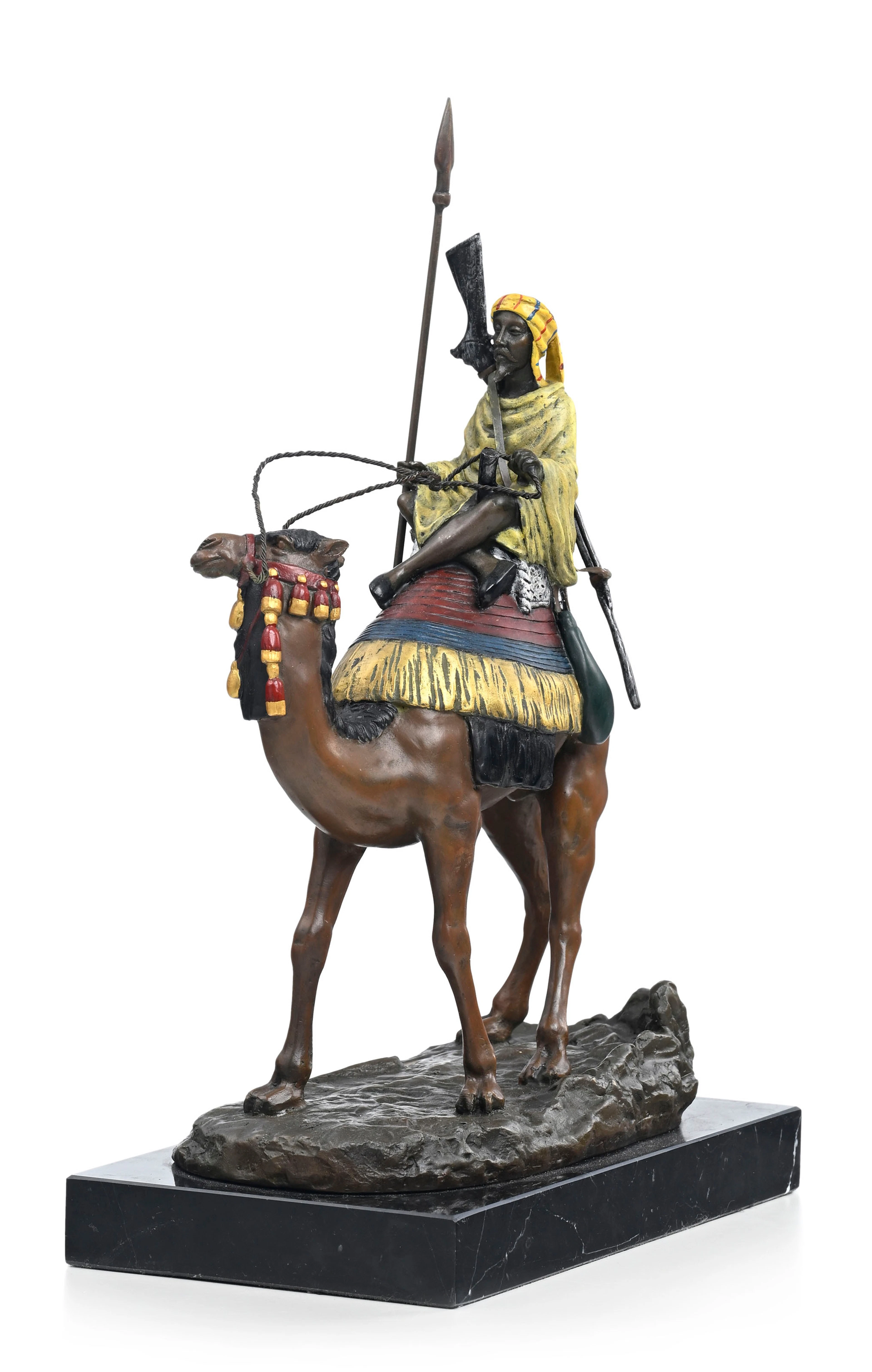 Guerrier arabe, bronze de Vienne polychrome, d'après Agathon Léonard