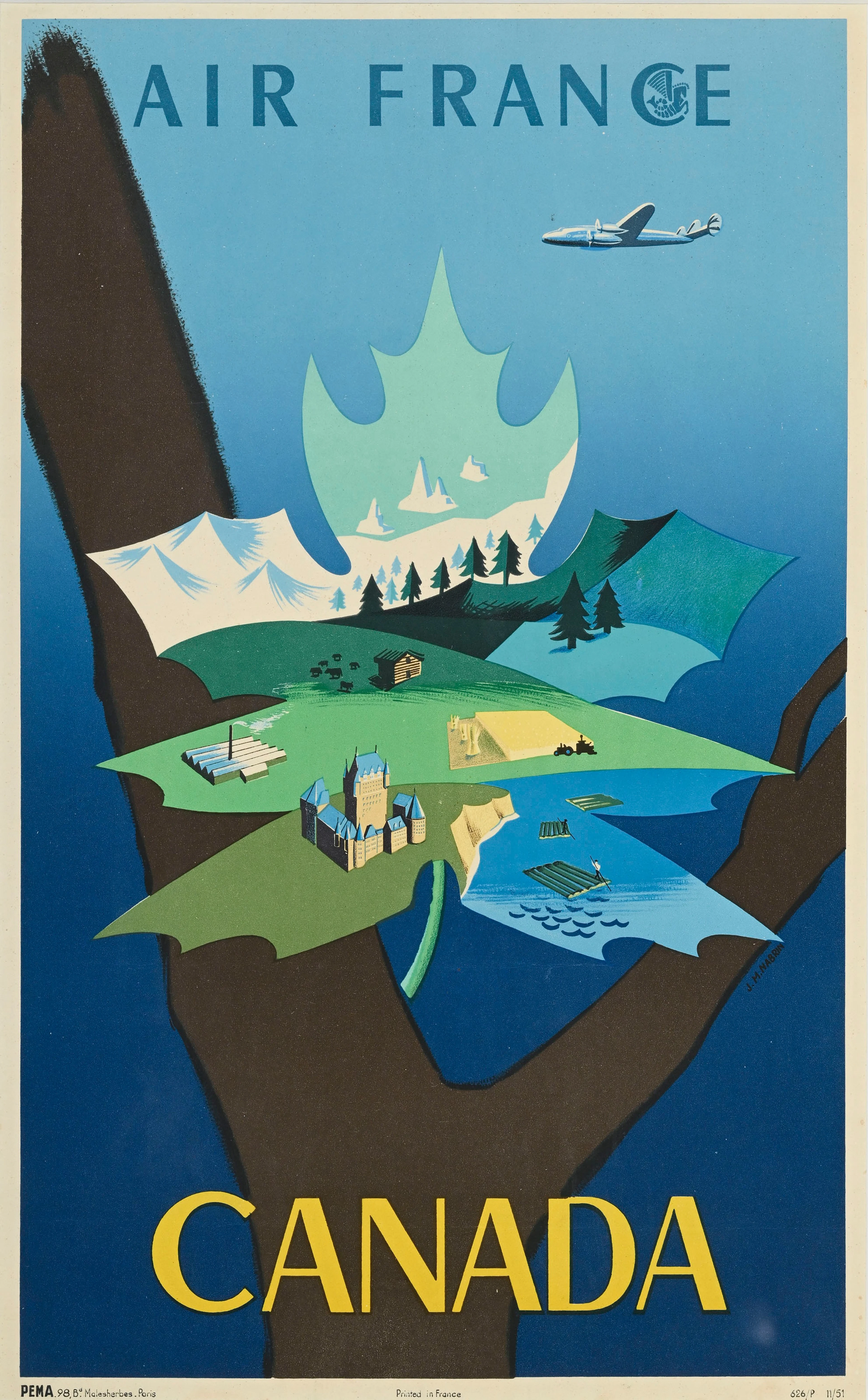 Air France, Canada, circa 1951, PEMA, 98, Bd Malesherbes. Paris, 626/P