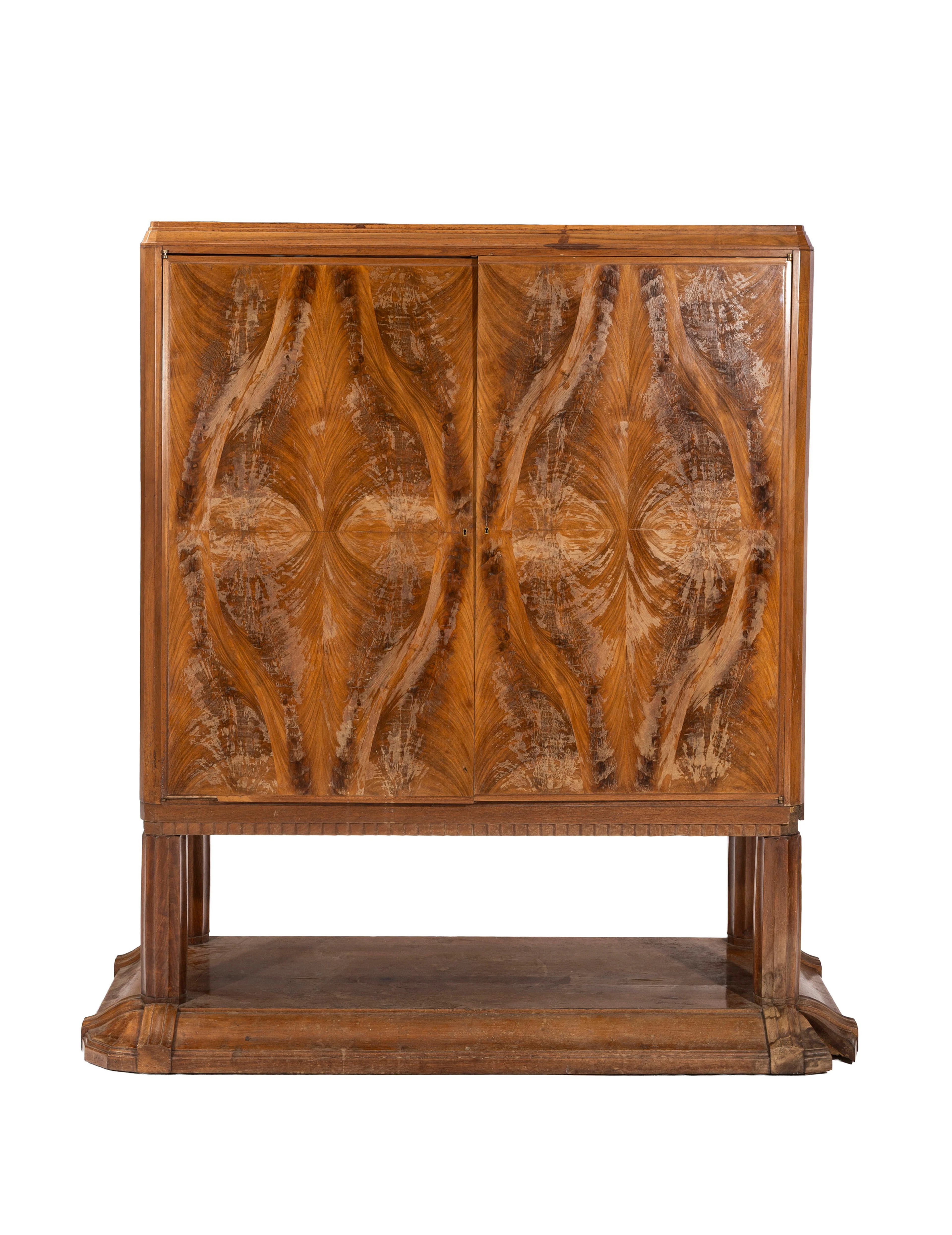Cabinet d'époque Art Déco par Philippe Petit et René Joubert, en placage