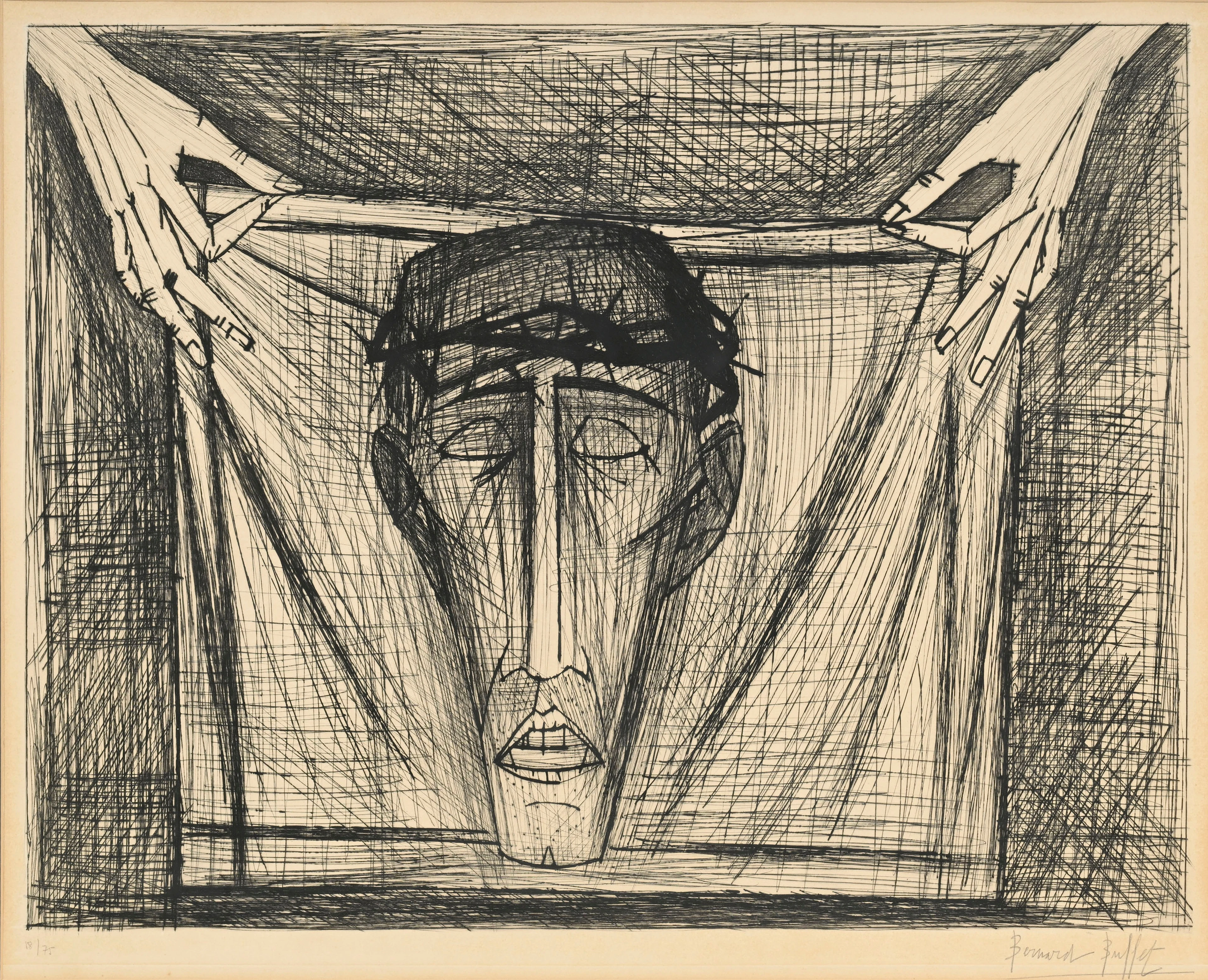 Bernard Buffet (1928-1999), d'après, "Sainte-Face", 1953, lithographie