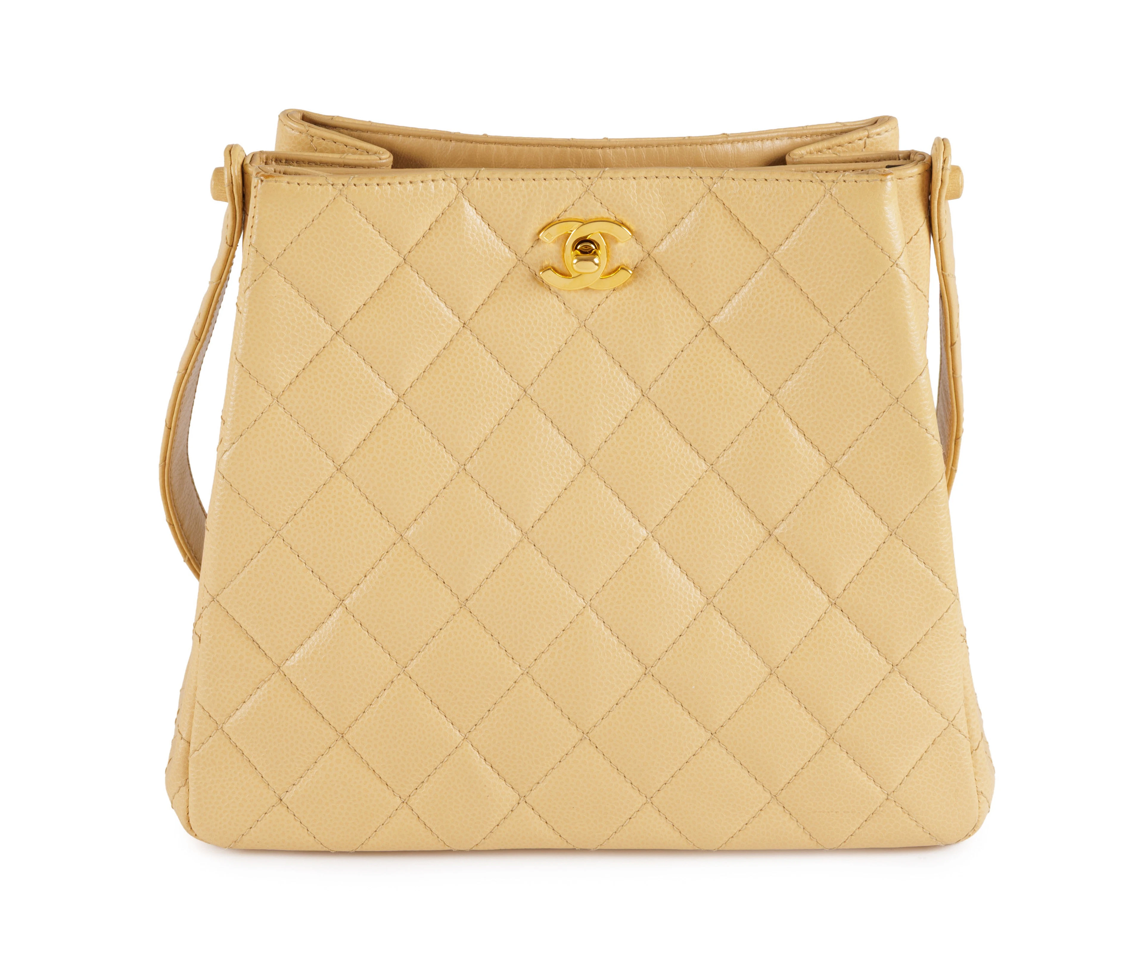 Chanel, sac en cuir caviar miel clair, années 1996-97, bandoulière