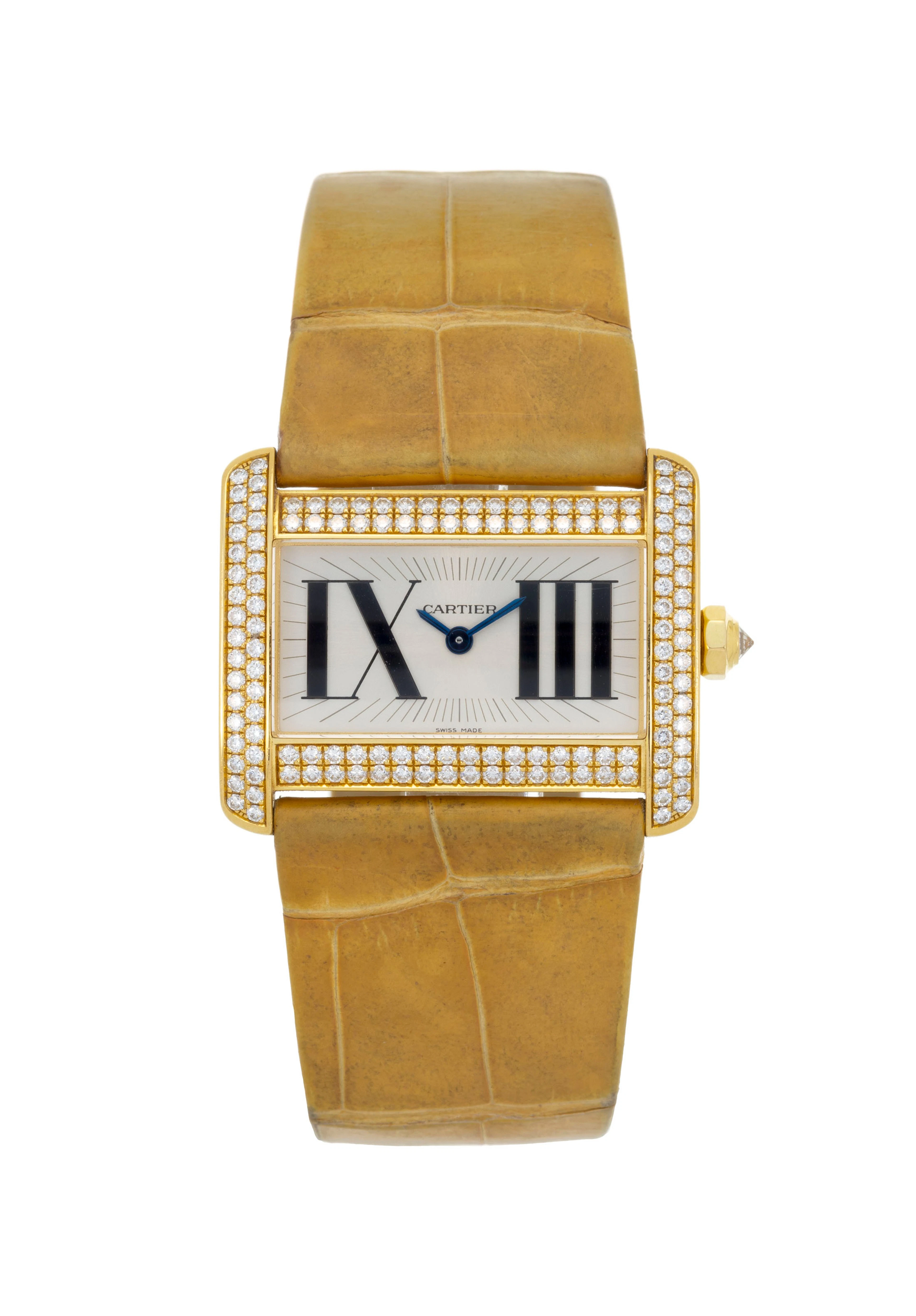 Cartier, Tank Divan, réf. 2601, montre en or 750 sertie de diamants