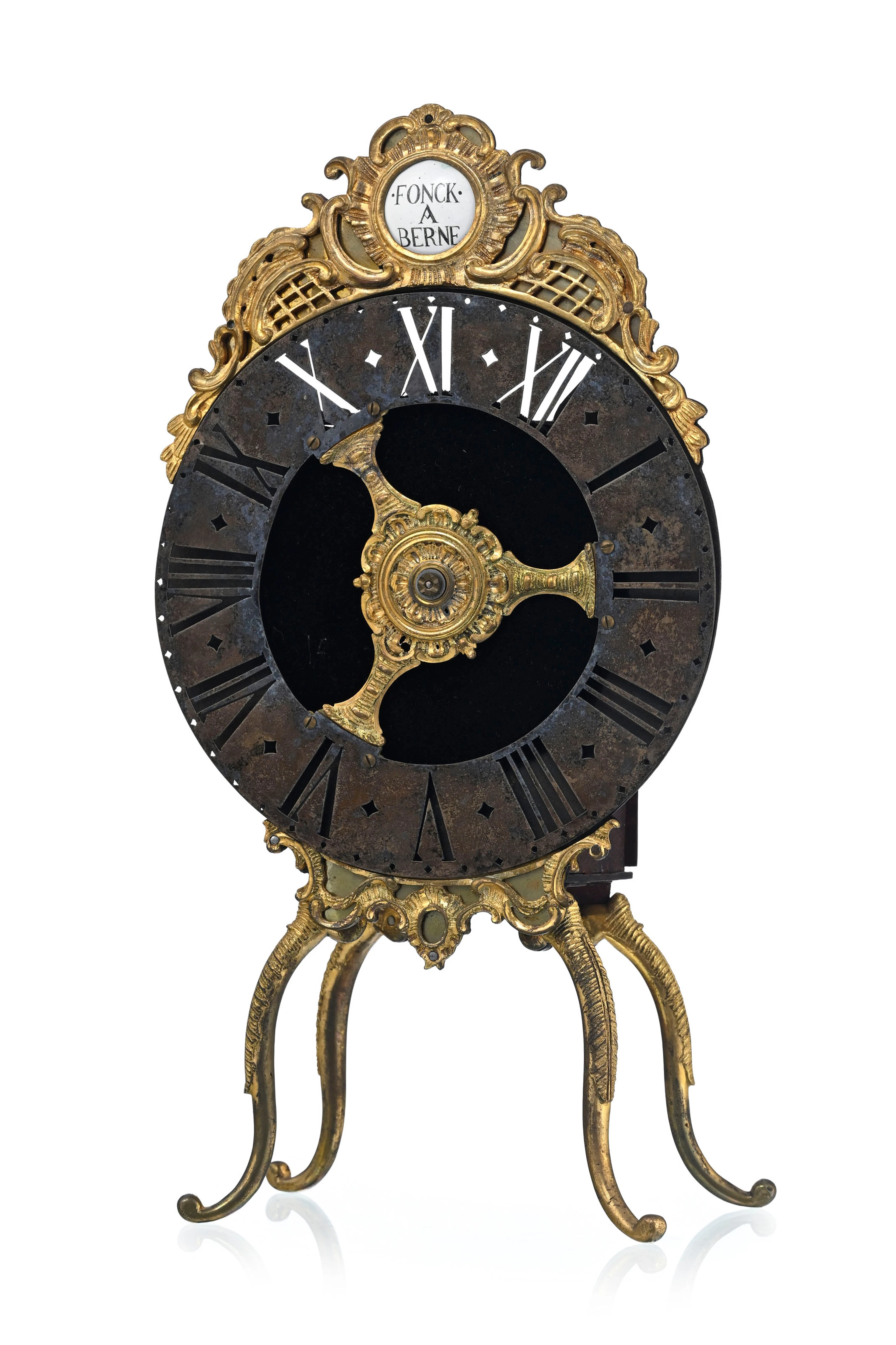 Pendule veilleuse de voyage par Fonck, Berne, milieu XVIIIe s., en