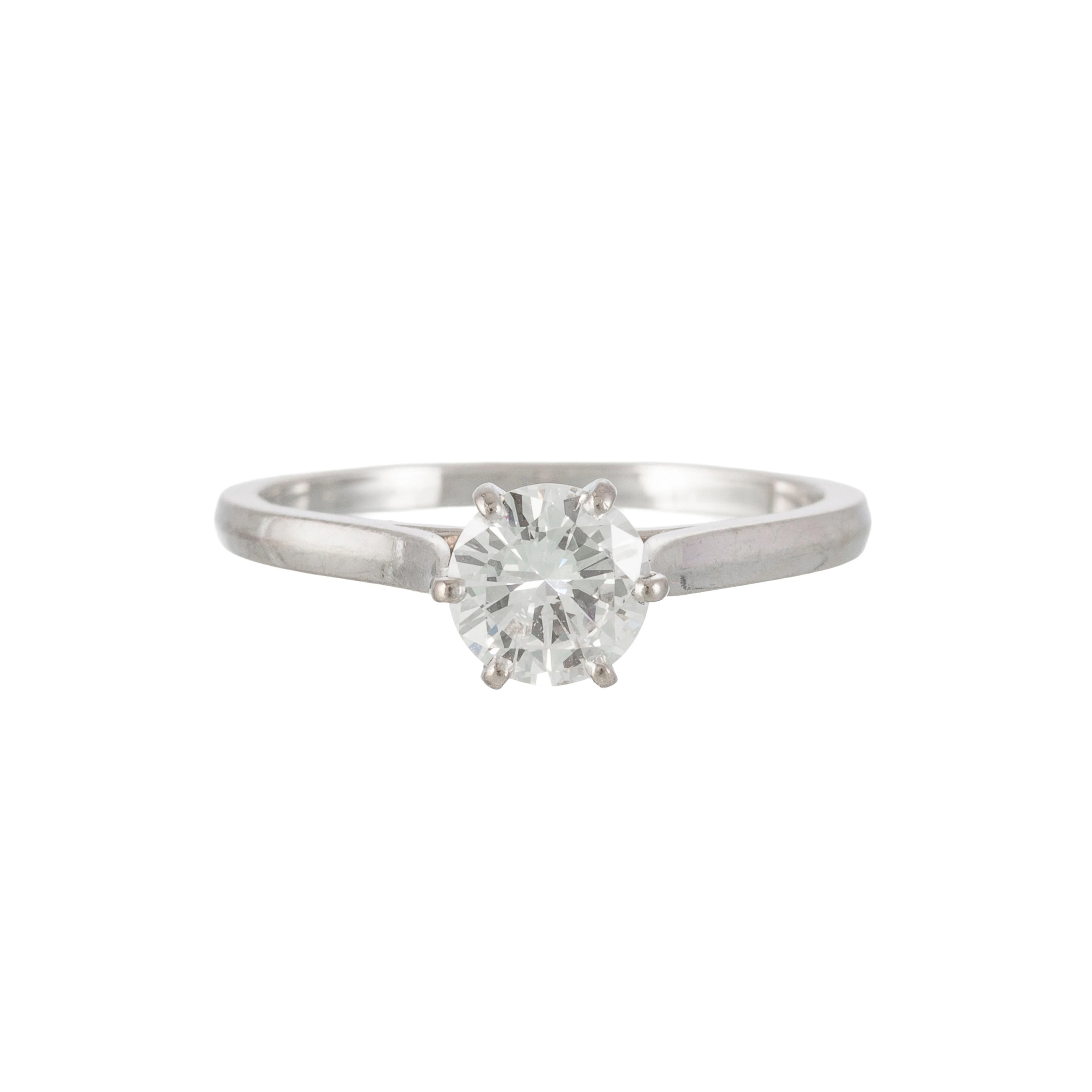 Solitaire or gris 750 serti d'un diamant taille brillant (env. 0.6
