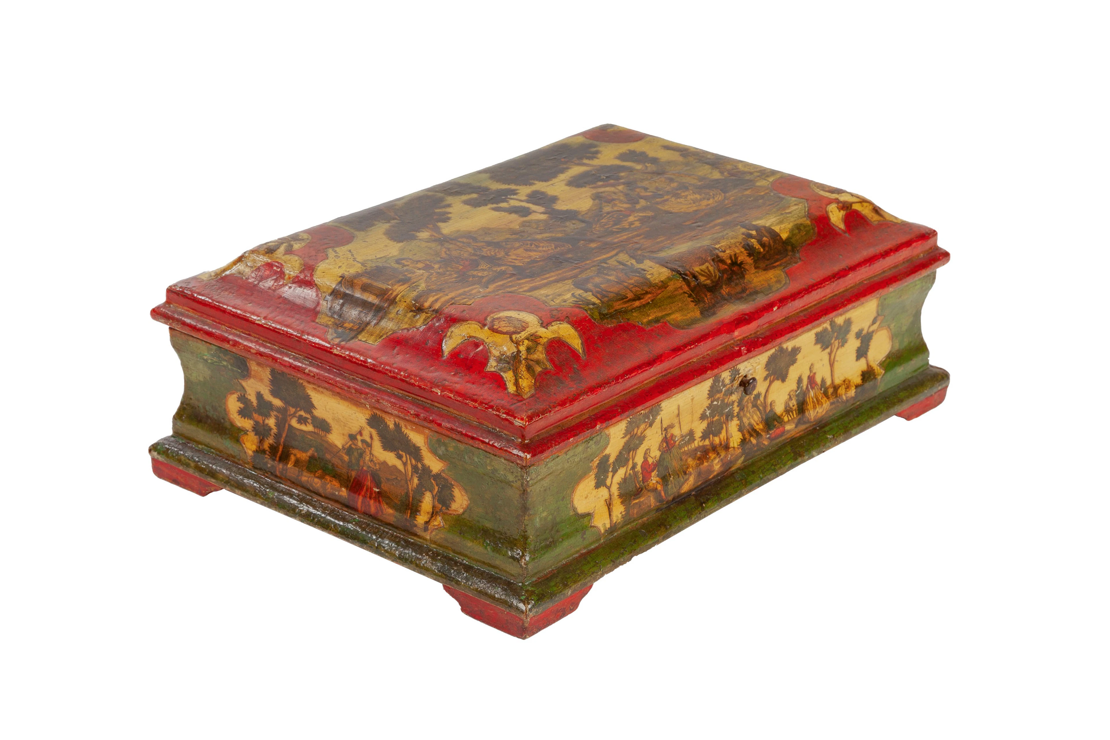 Coffret, Venise, XVIIIe s., en bois peint et à décor en Arte Povera