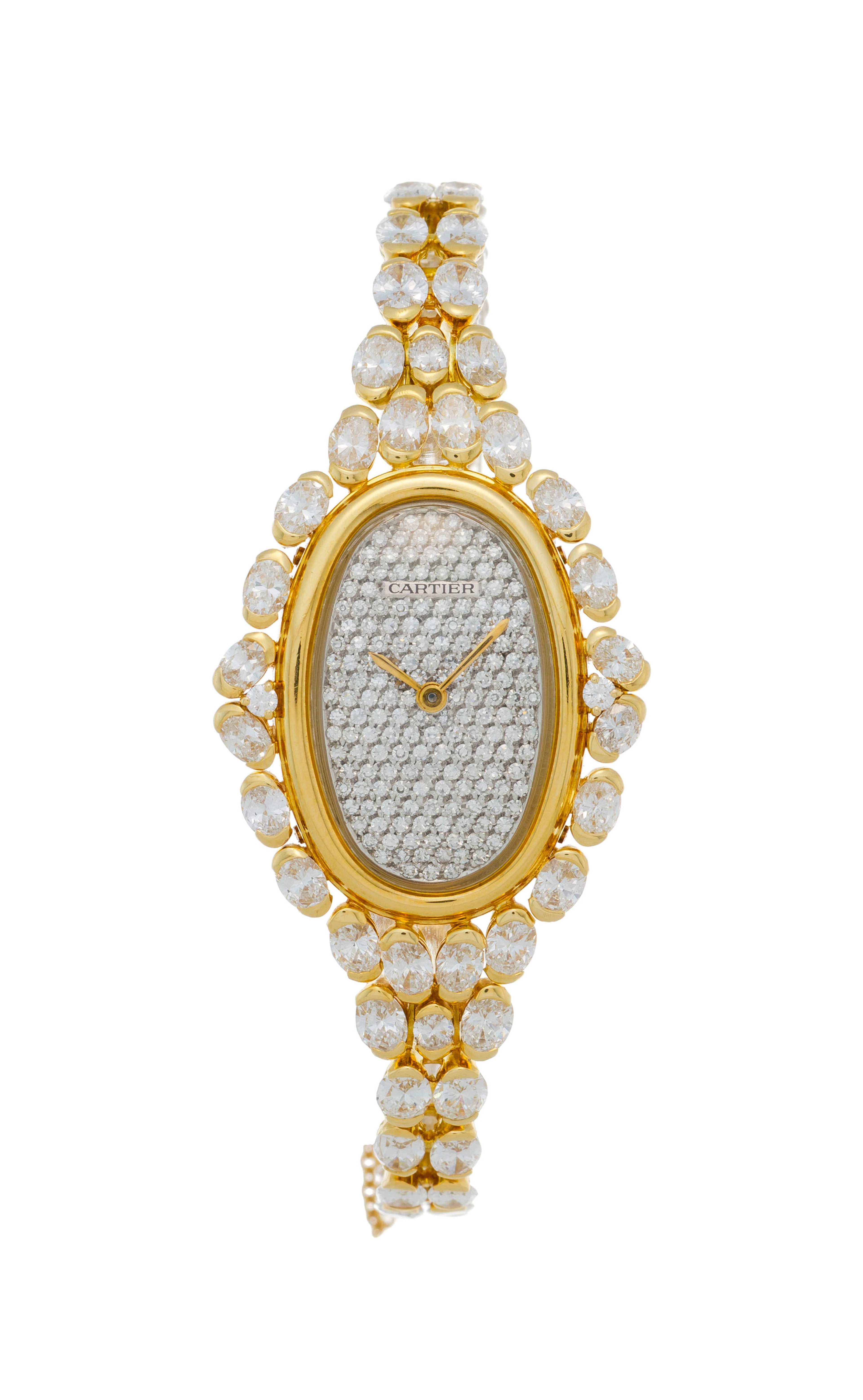 Cartier, Baignoire, réf. 7809, montre en or 750 pavée de diamants