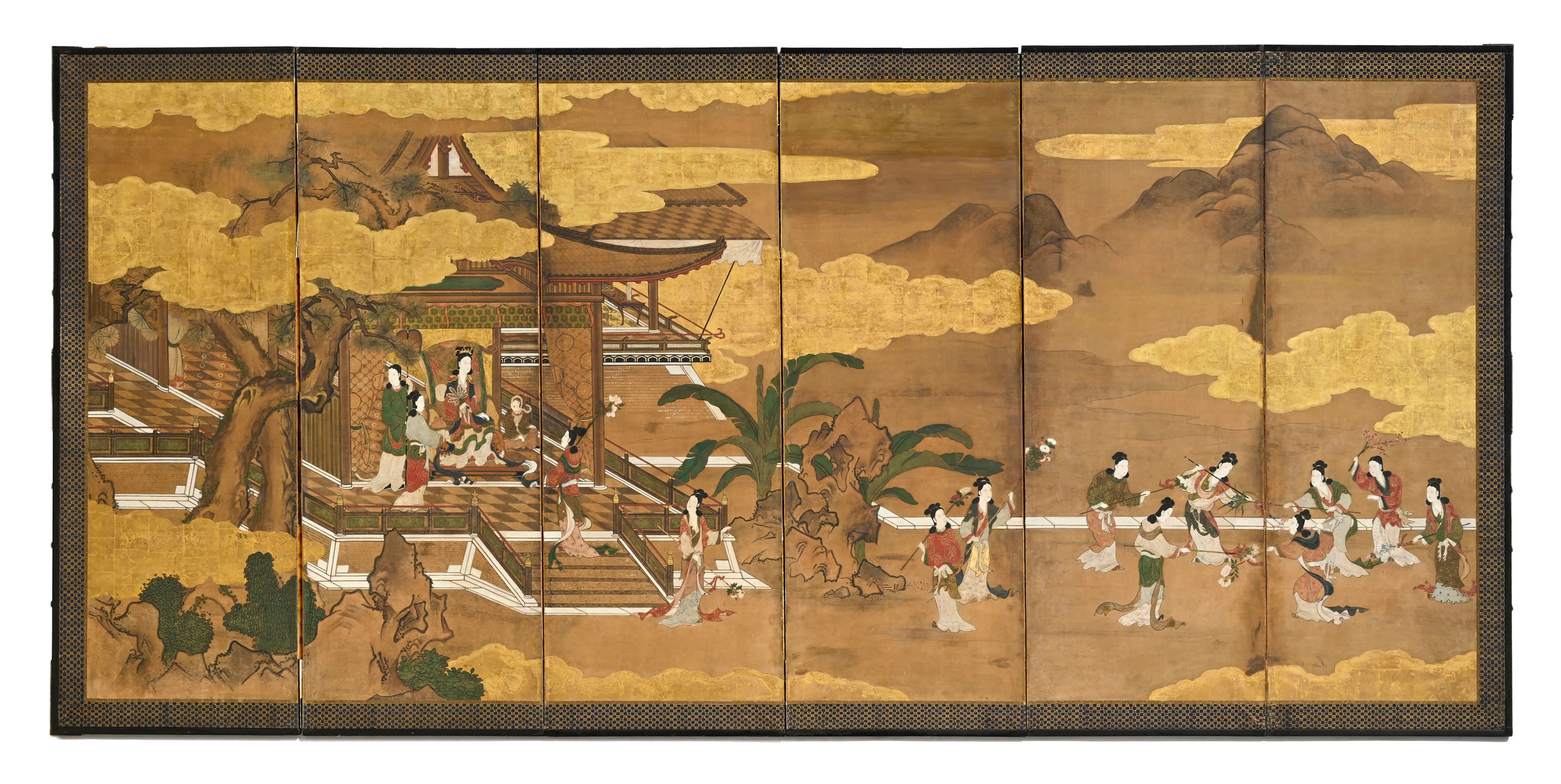 Rokkyoku byôbu (paravent à six feuilles), Japon, XIXe s., représentant
