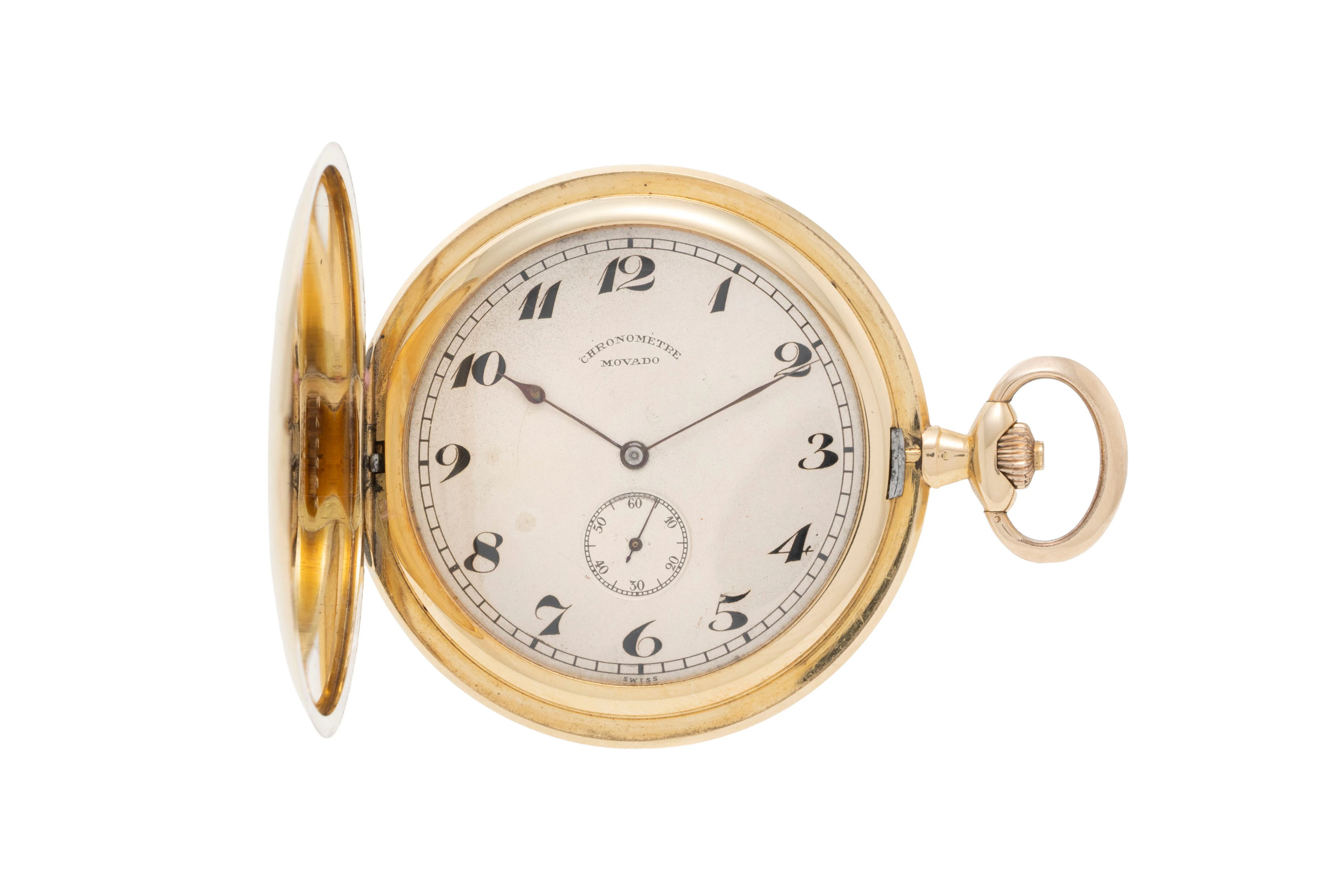 Movado, montre de poche petite seconde extra plate en or 750 Mouvement: