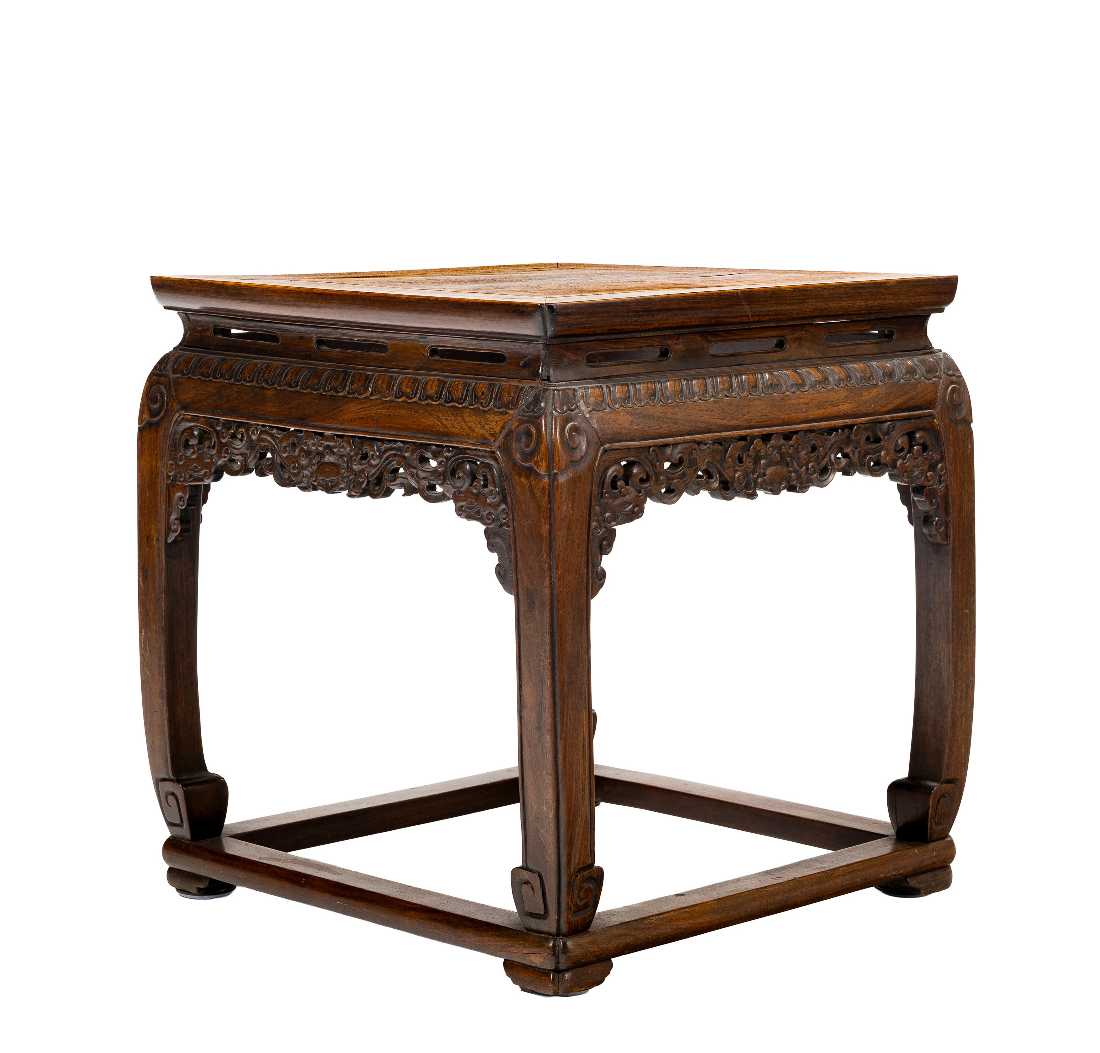 Table d'appoint, Chine, fin dynastie Qing, en hongmu, ceinture sculptée
