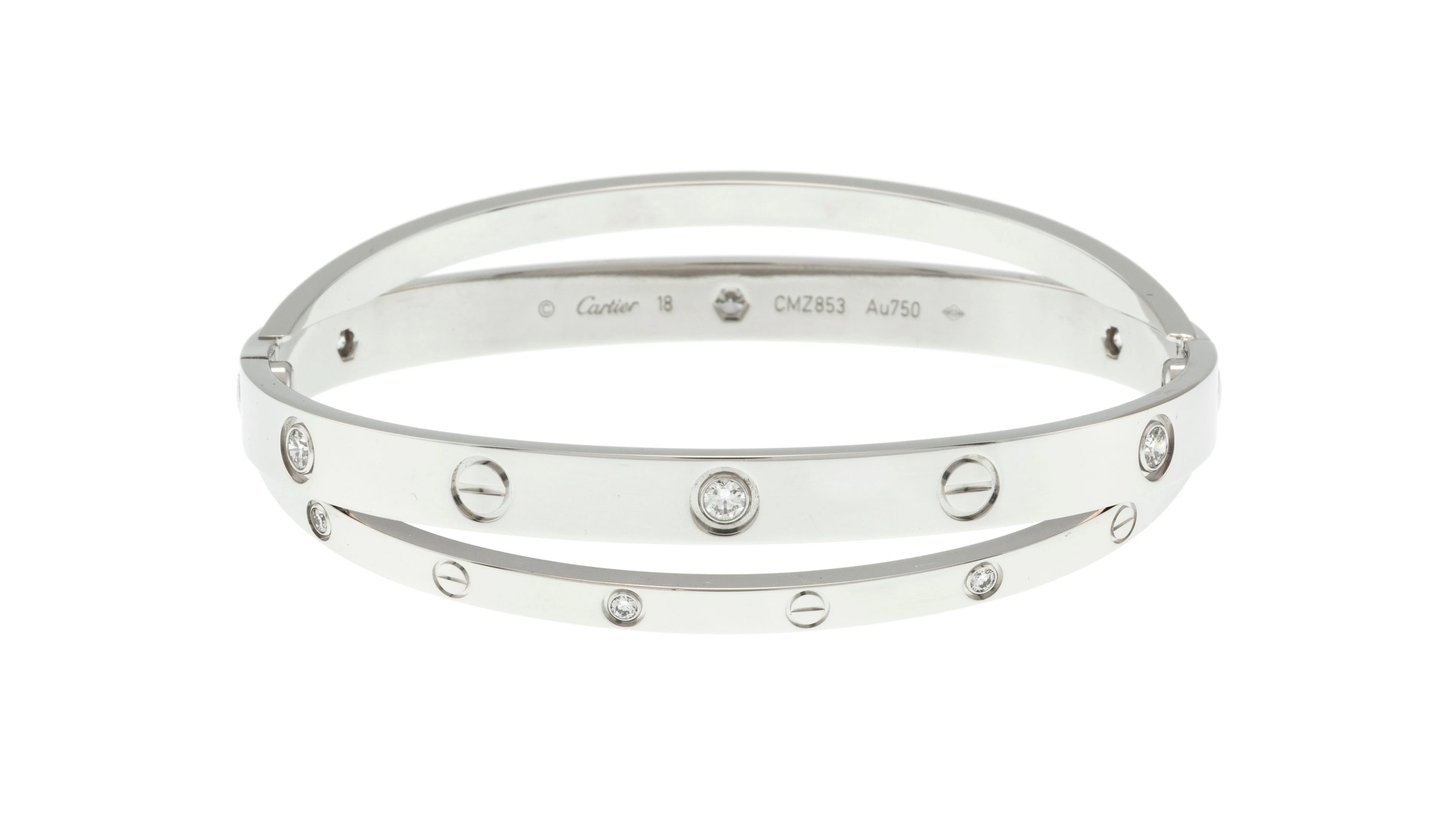Cartier, Double Love, bracelet or gris 750 formé de deux anneaux rigides