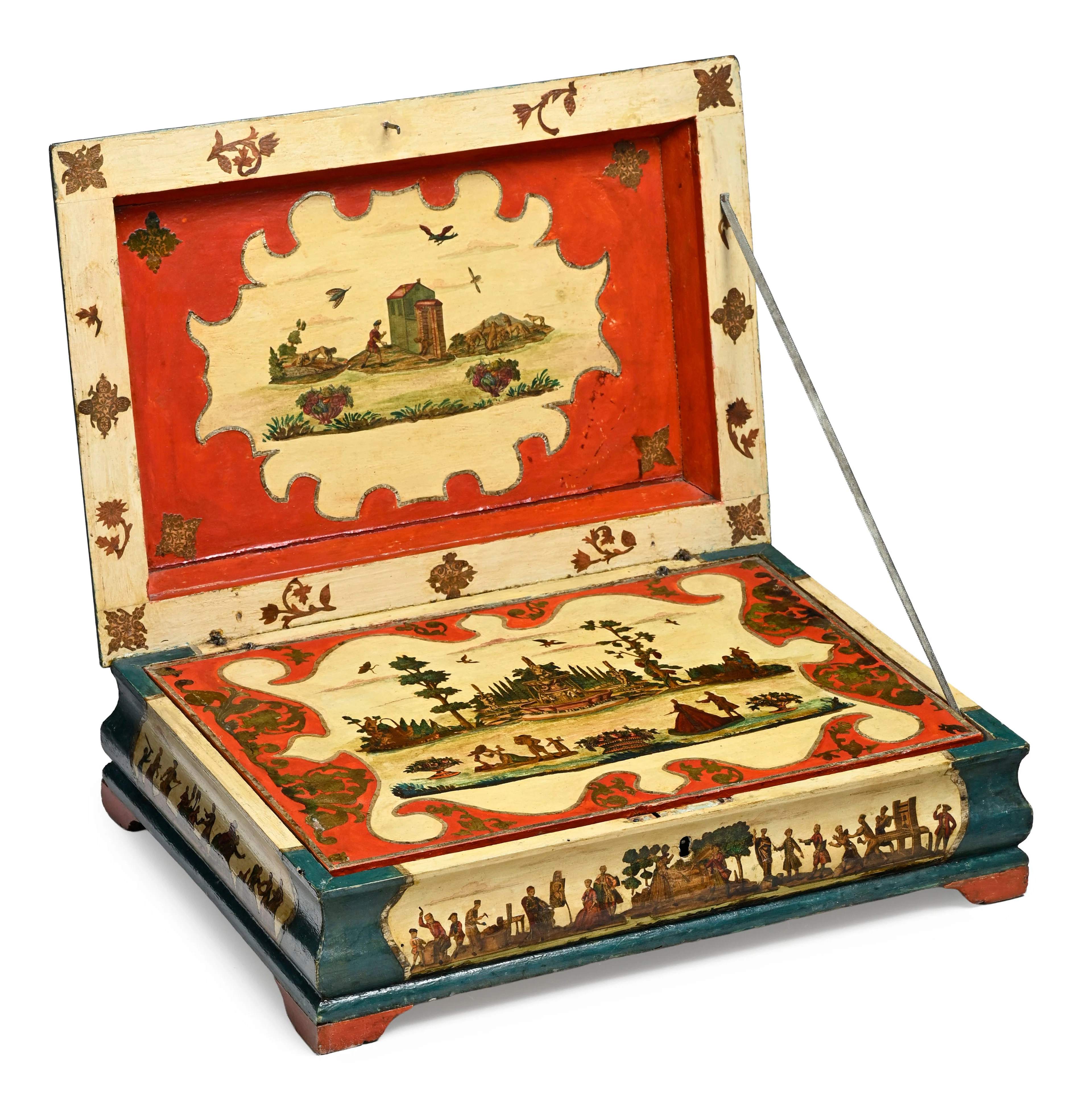 Coffret, Venise, XVIIIe s., en bois peint et à décor en Arte Povera
