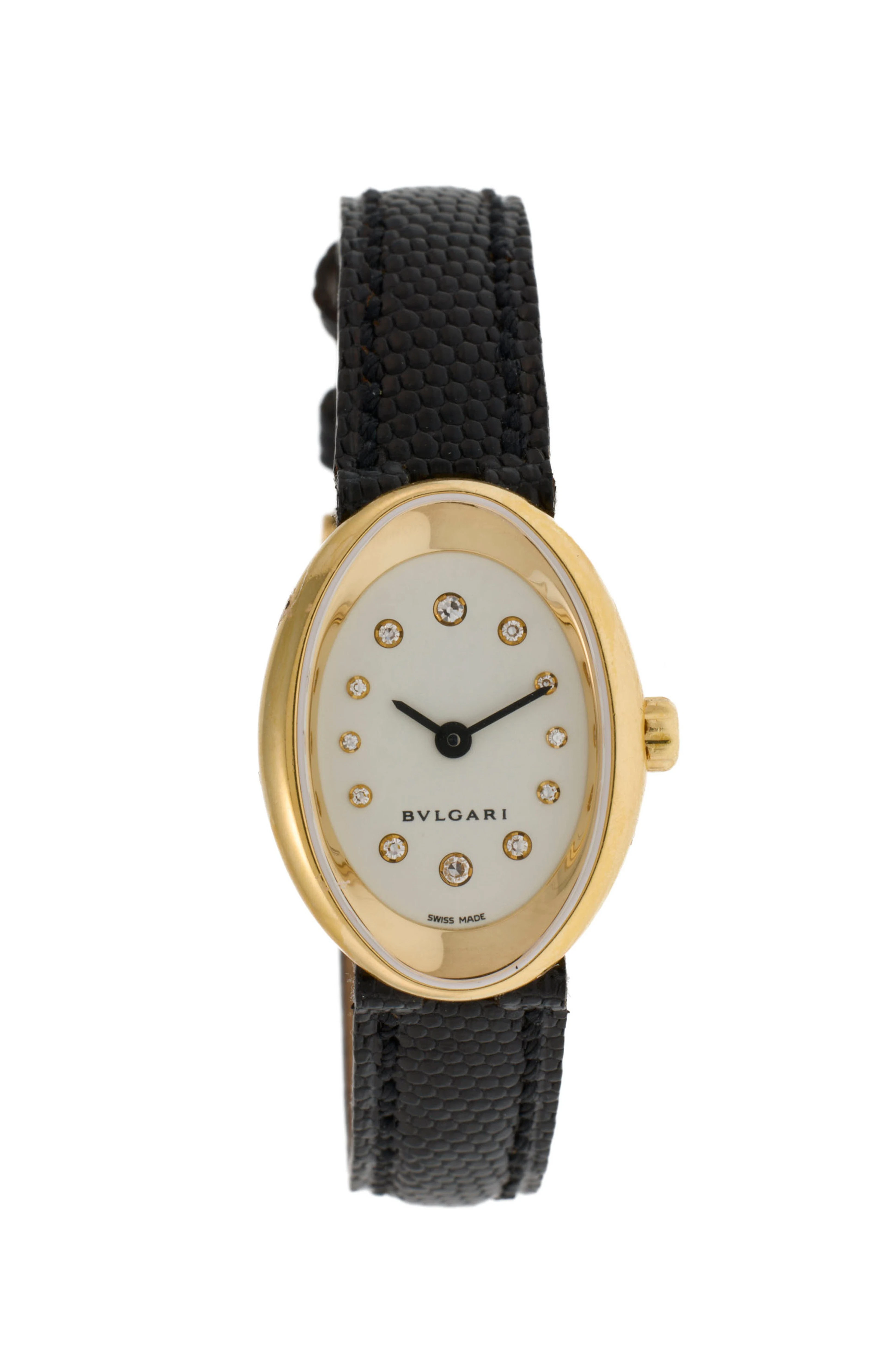 Bulgari, Ovale, réf. OV27G, montre en or 750 avec index sertis de