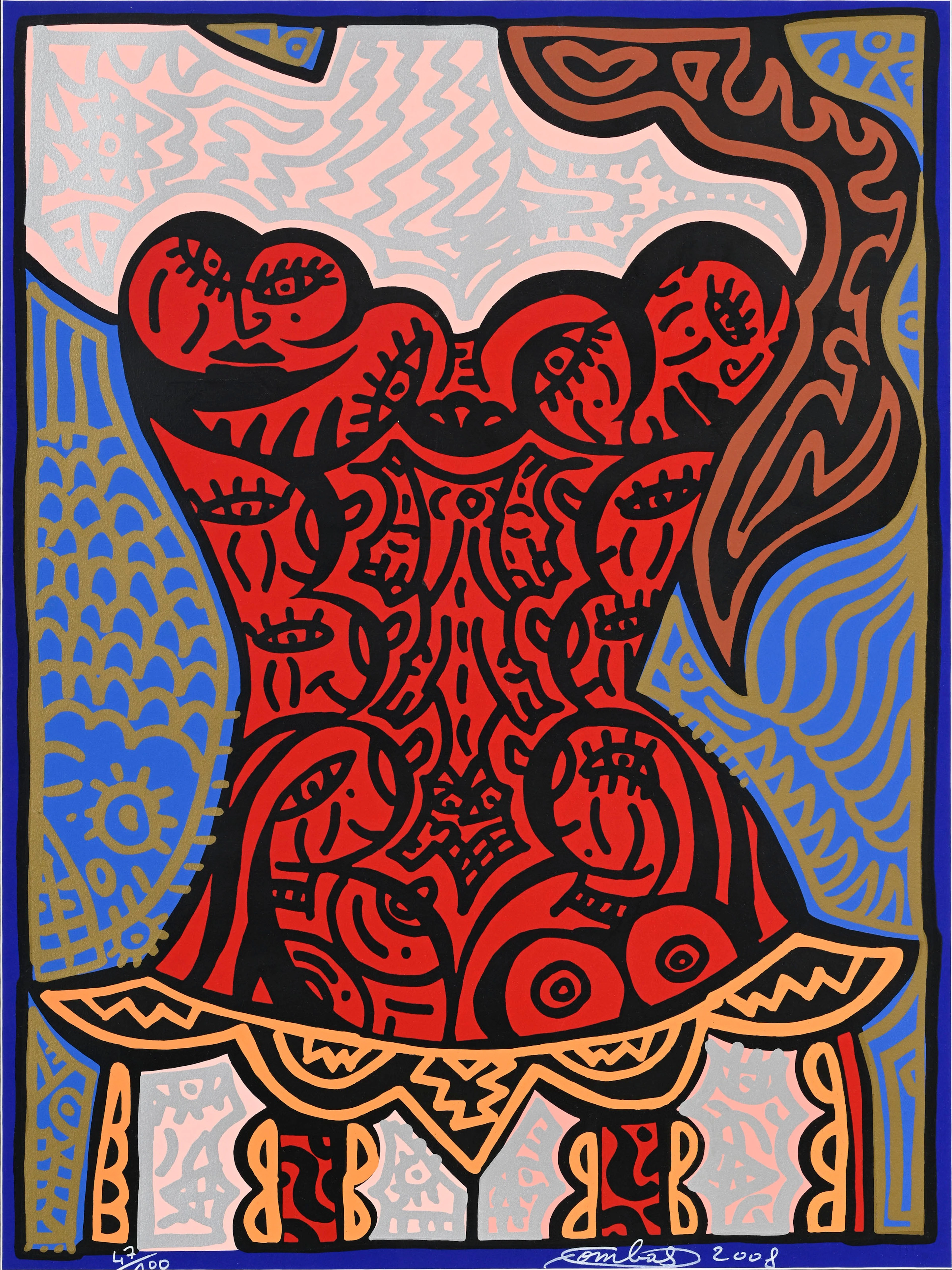 Robert Combas (1957), d'après, "Guêpière", 2008, lithographie en couleurs