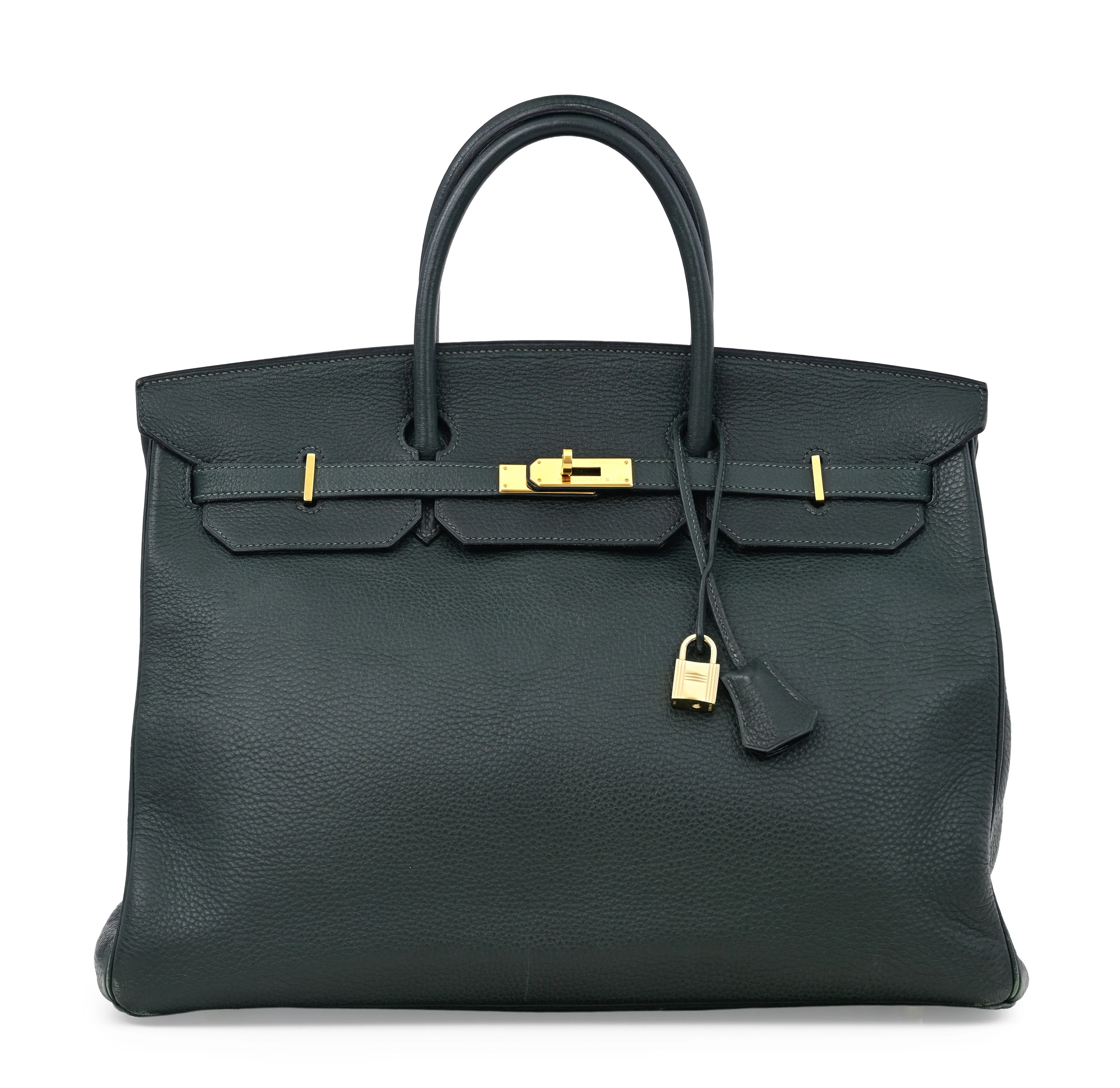 Hermès, sac Birkin 40 en cuir Togo Vert Cyprès, année 1996, bijouterie