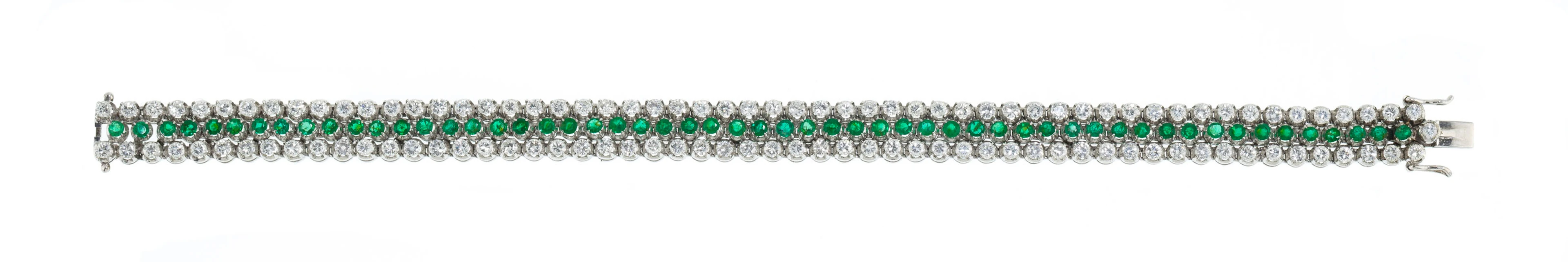 Bracelet or gris 750 composé de deux lignes serties de diamants taille