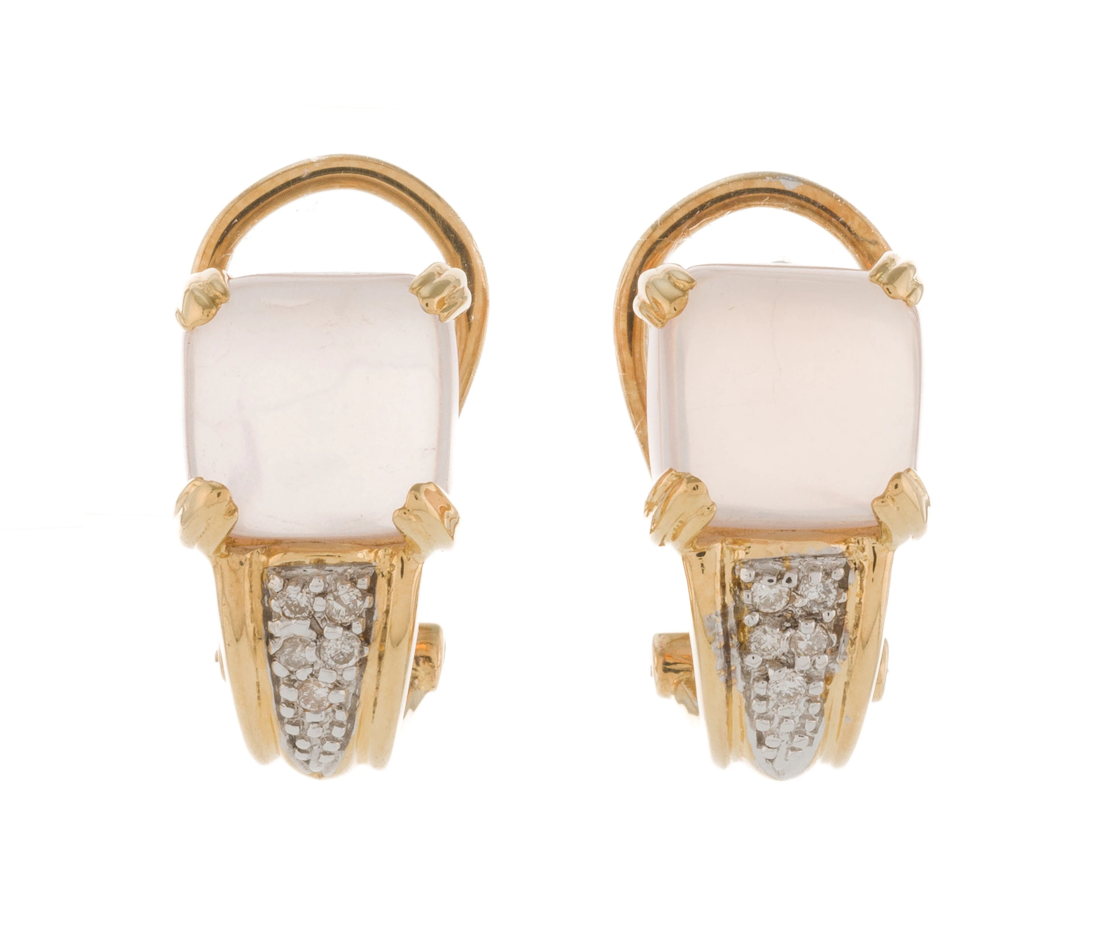 Paire de boucles d'oreilles 2 ors 750 serties de diamants taille brillant