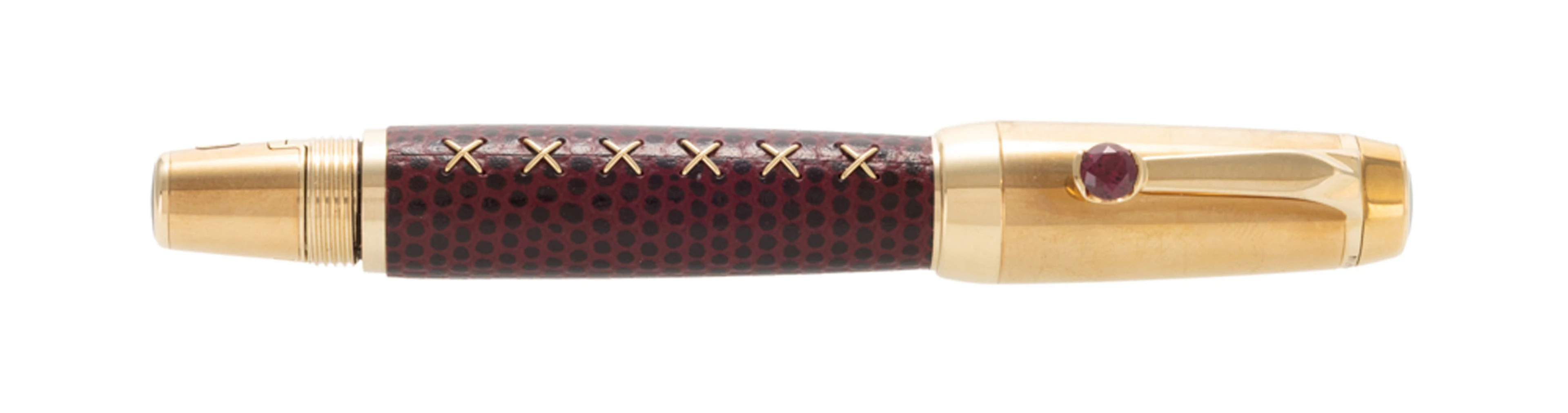 Montblanc, Boheme, stylo plume rétractable en métal doré et cuir serti