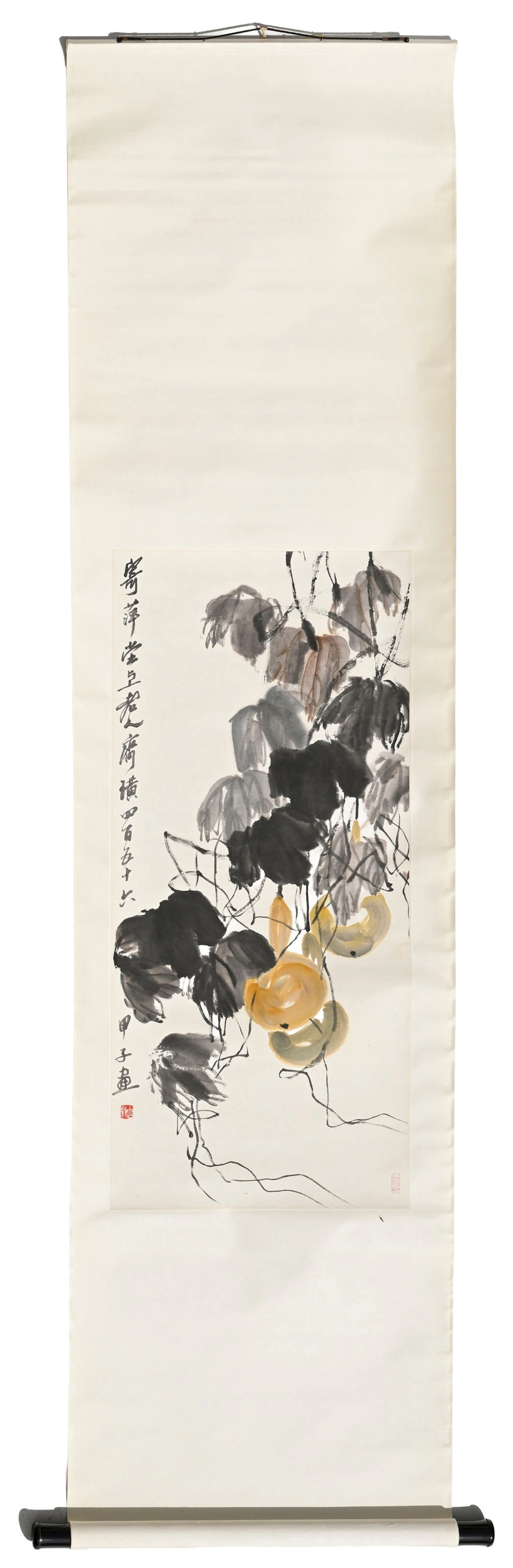 Gourdes, peinture sur papier, XXe s., portant une signature Qi Baishi