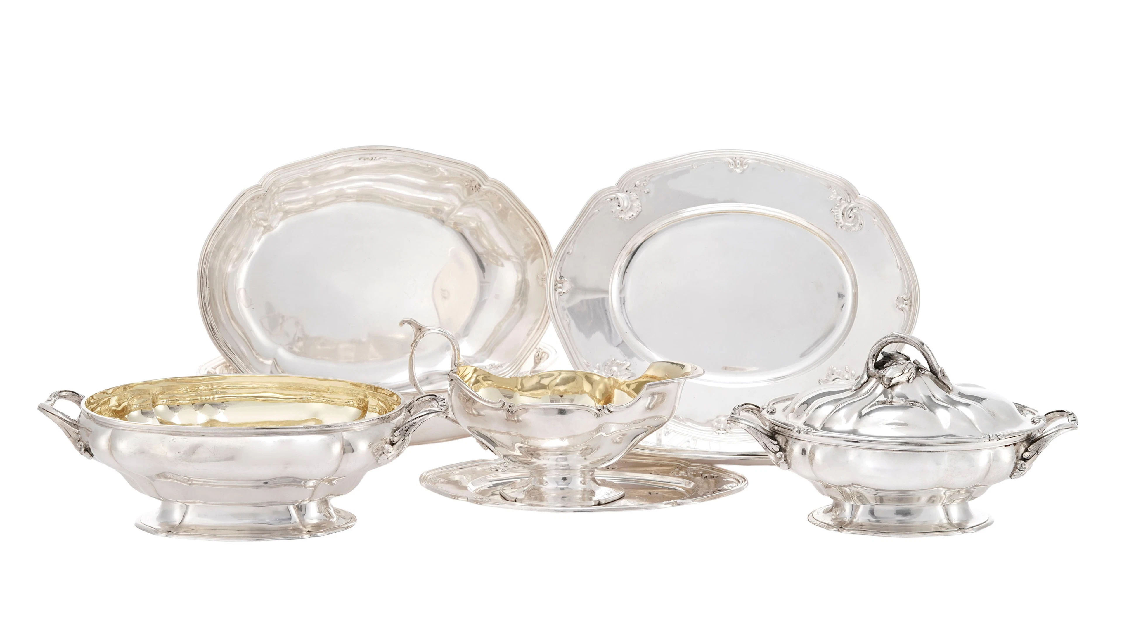 Ensemble de 8 pièces de service en argent 875, par Bossard, Lucerne
