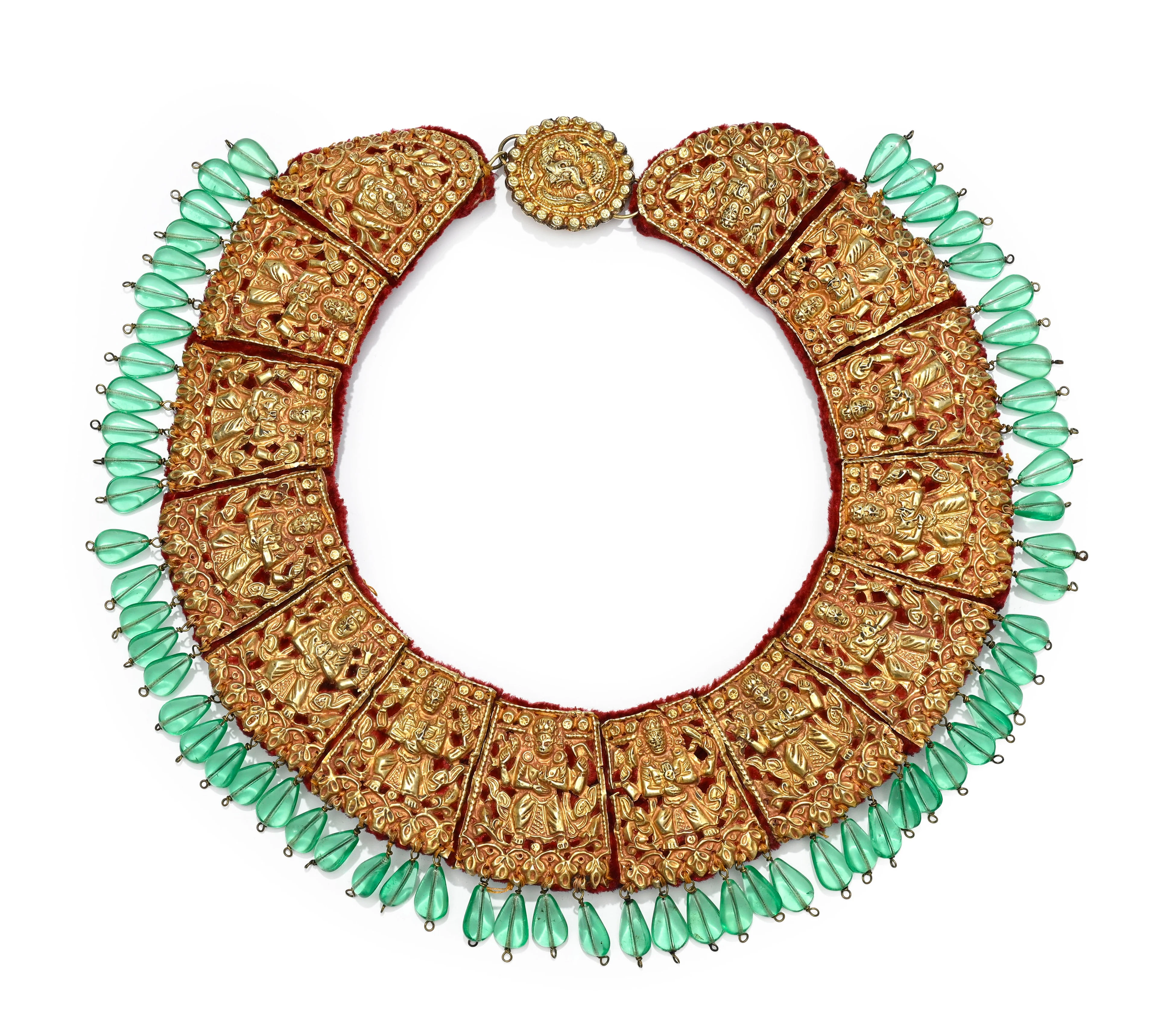 Tikma (collier cérémoniel), Népal, XXe s., plaques de cuivre doré