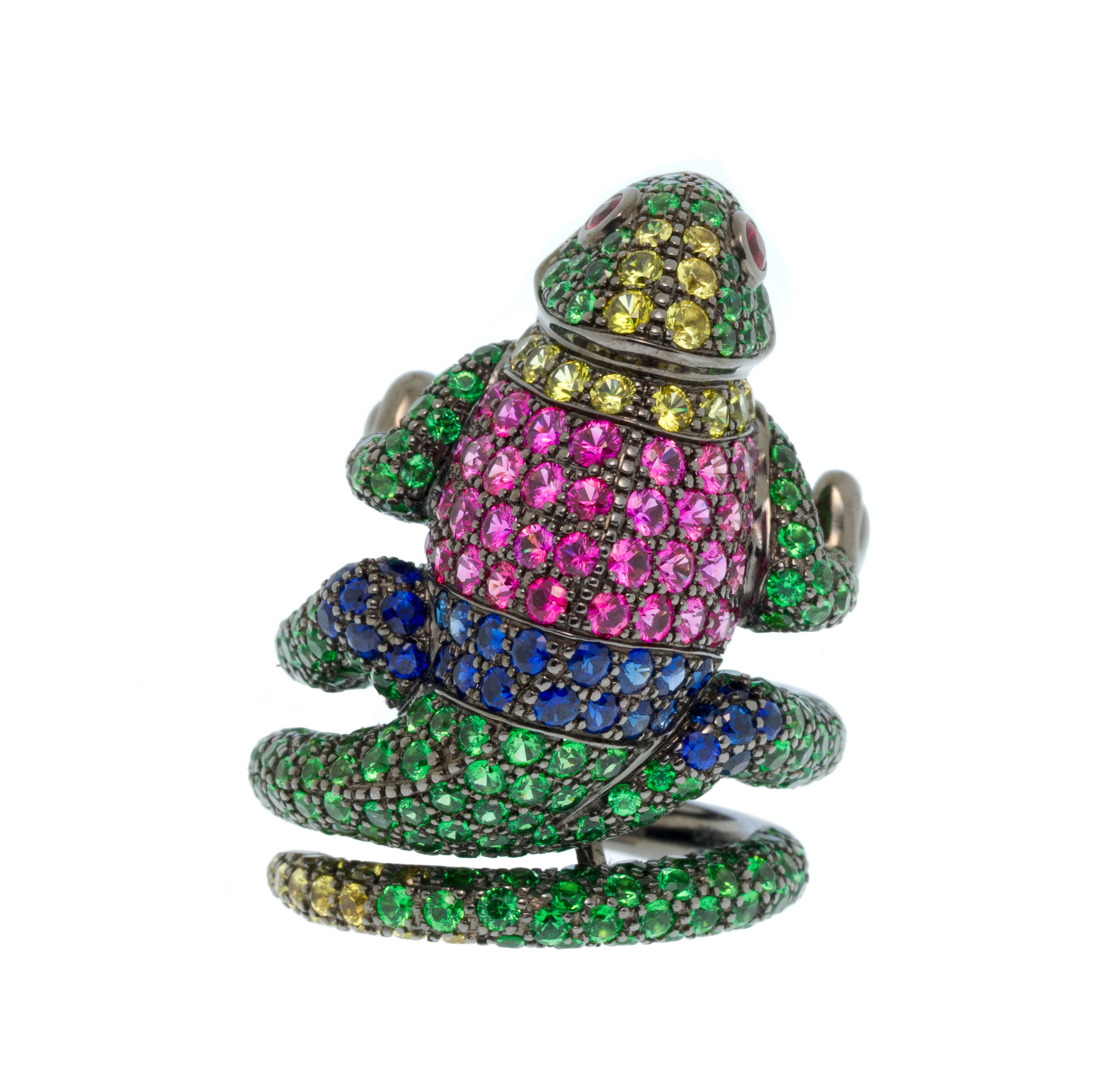 Boucheron, bague figurant "Masy" le caméléonen or noirci 750 entièrement