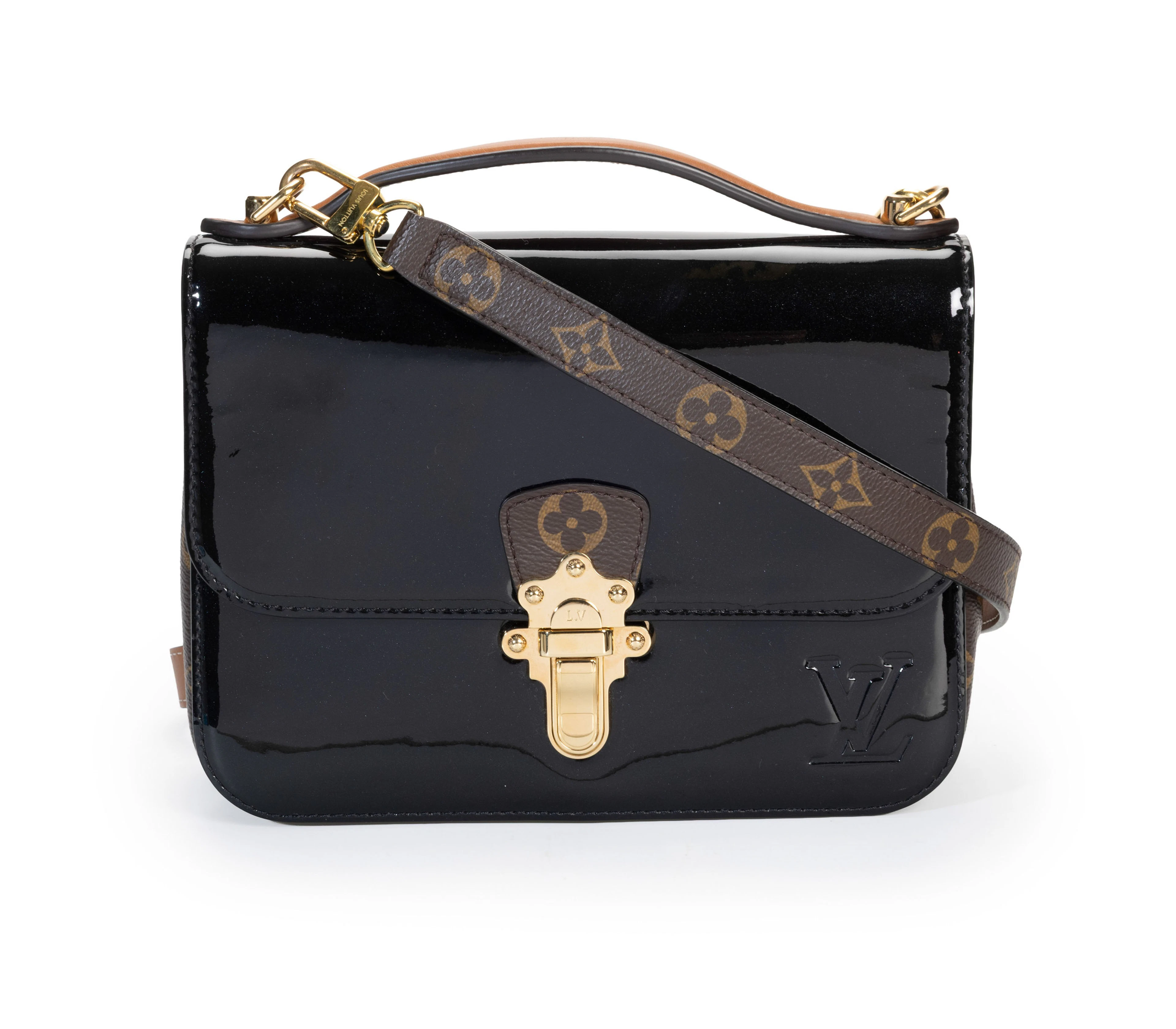Louis Vuitton, sac Cherrywood BB en cuir vernis noir et toile enduite