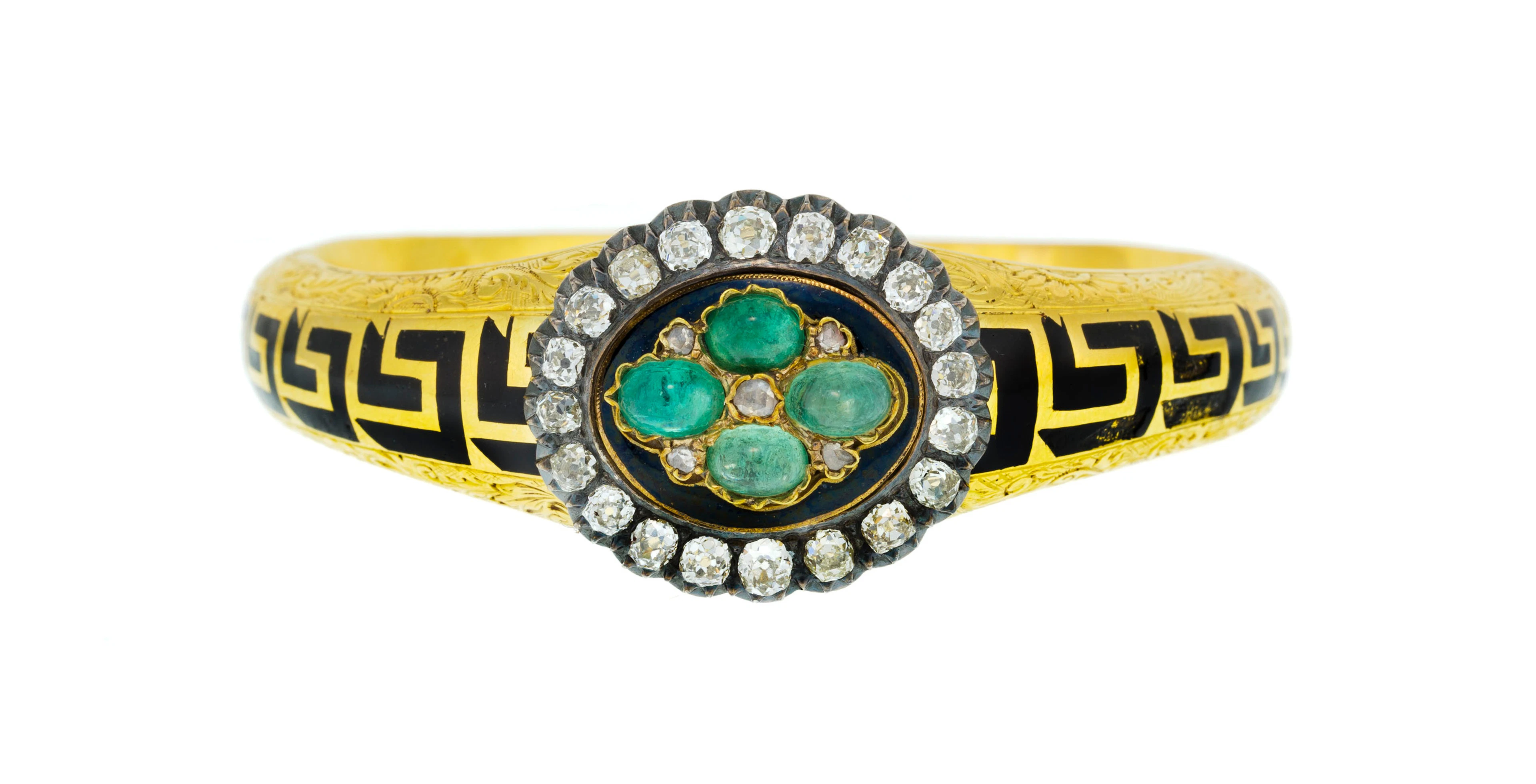 Bracelet XIXe s., or 750 gravé orné d'une frise de style hellénistique