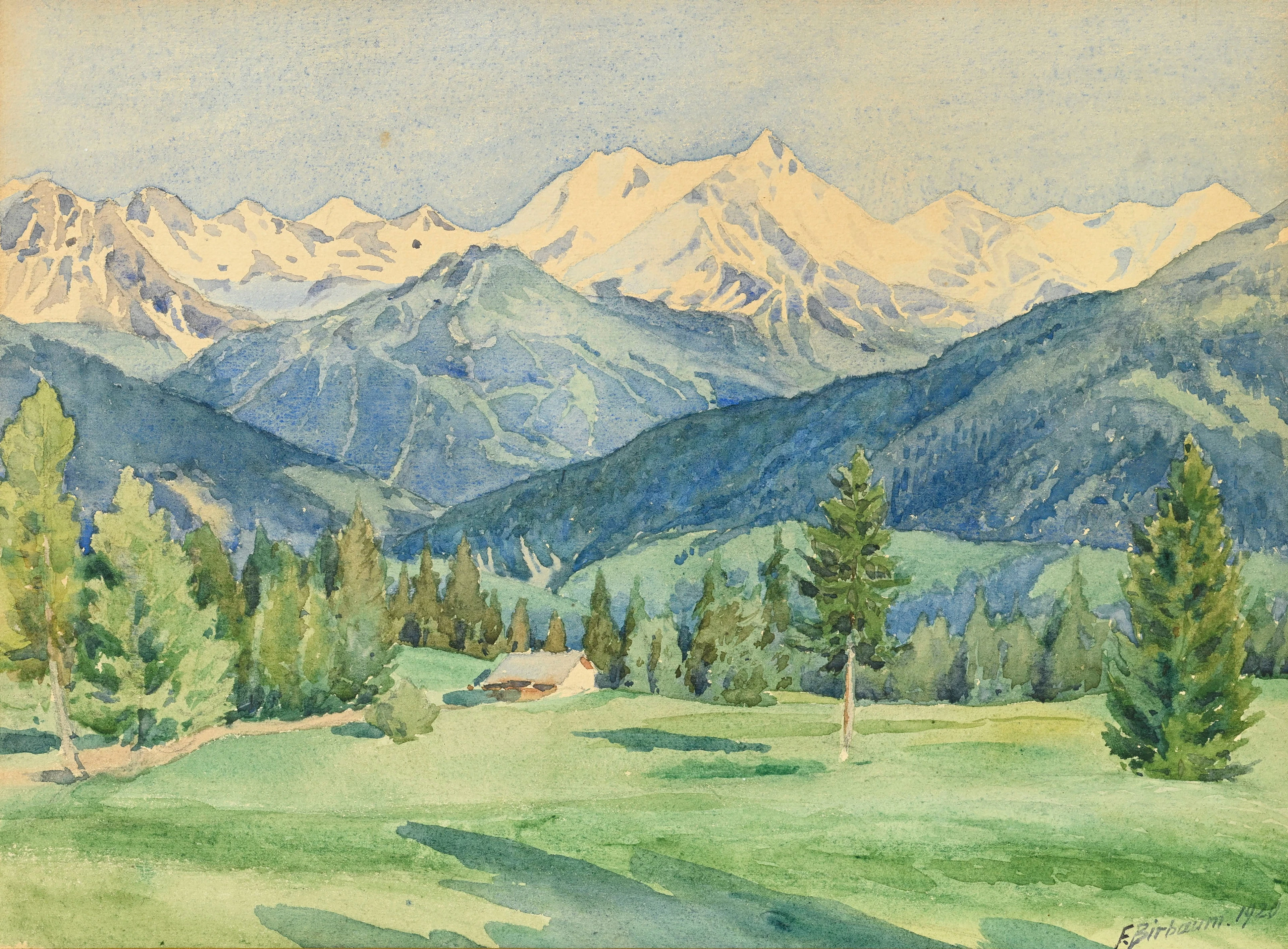 François Birbaum (1872-1947), Le Val d'Anniviers depuis Montana, 1920