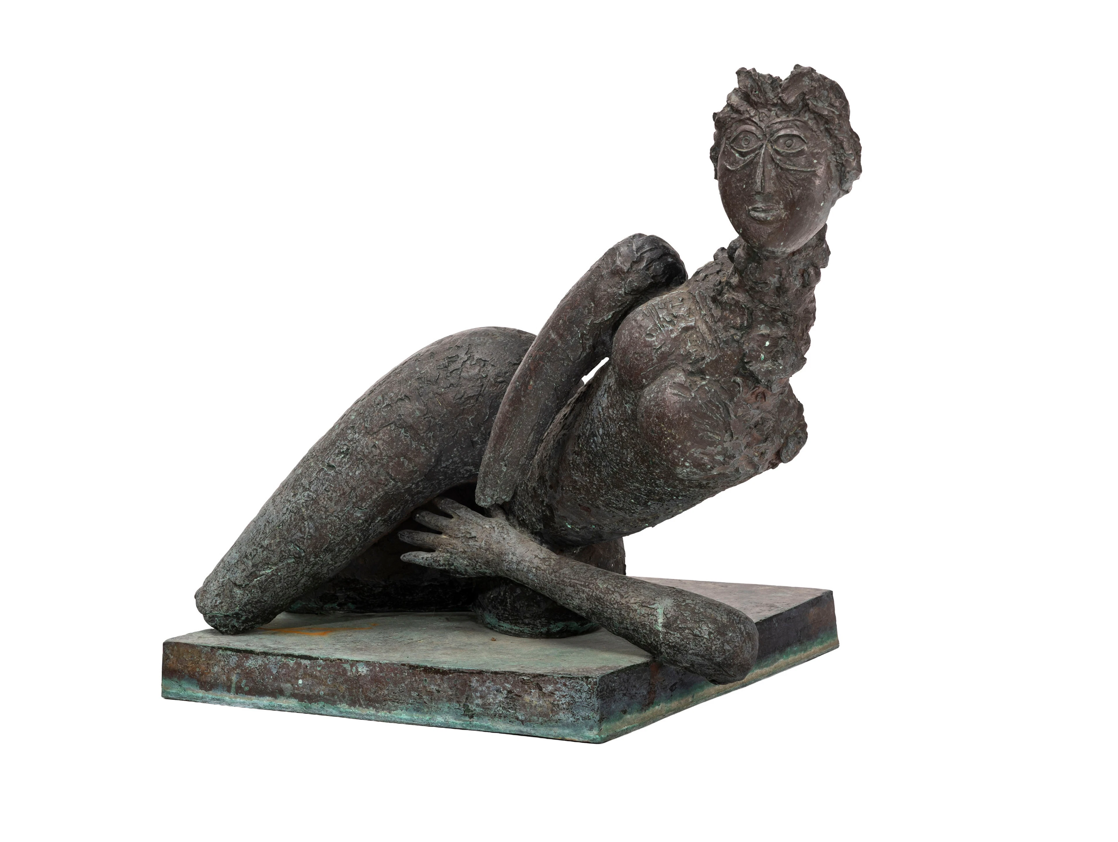 Louis Cane (1943-2024), Femme nue allongée, sculpture en bronze, signée