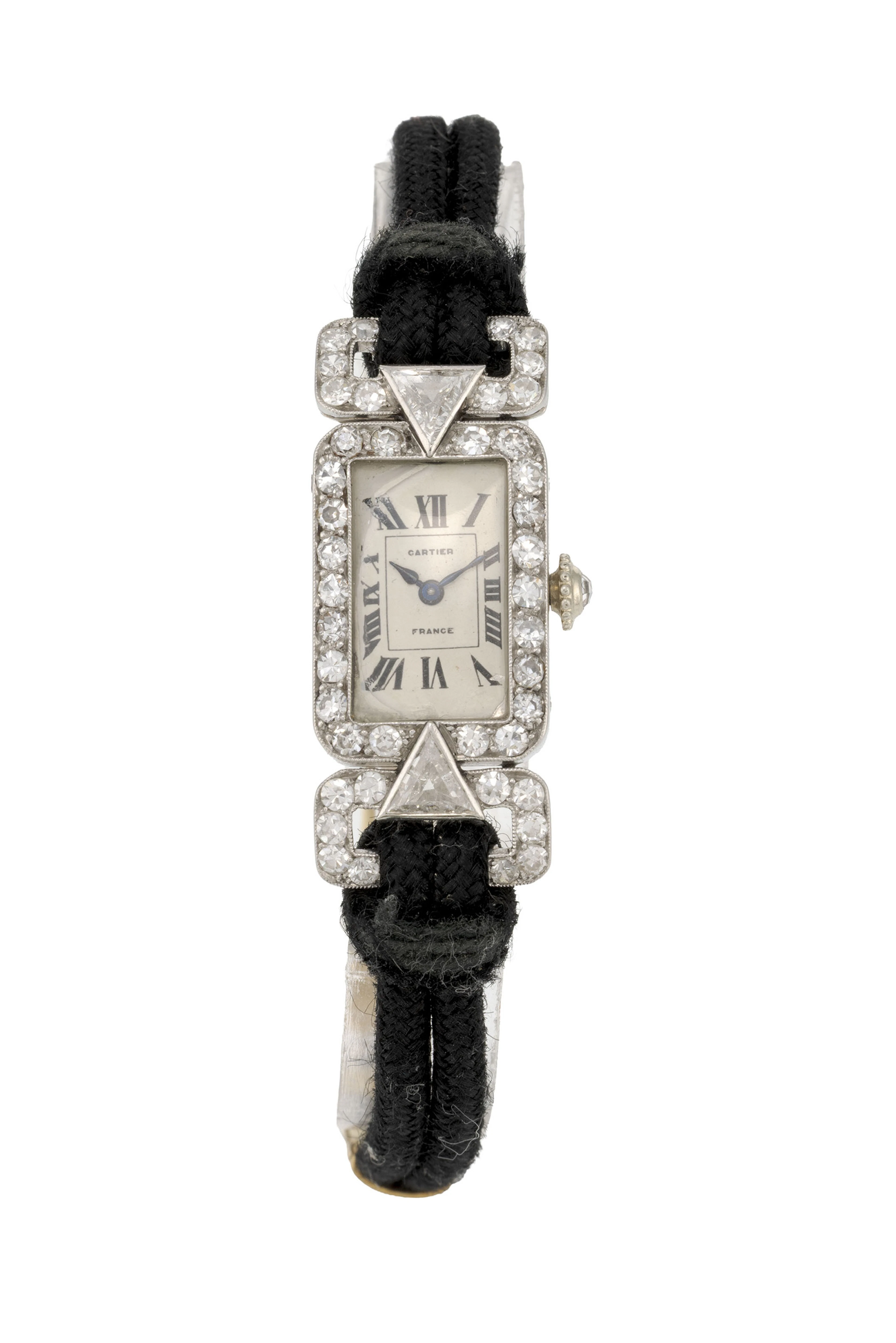 Cartier, montre Art Déco en platine sertie de diamants Mouvement: