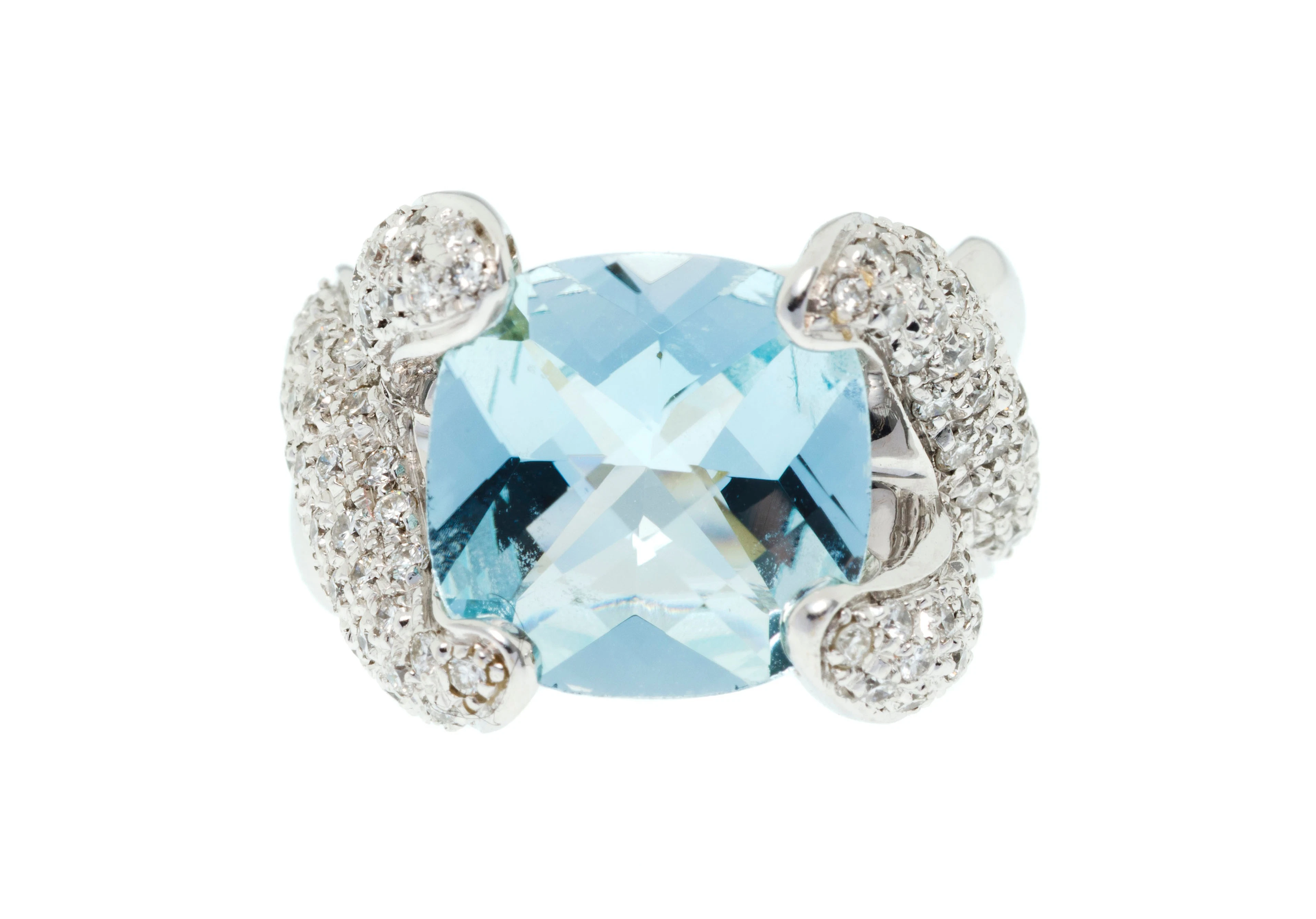 Bague or gris 750 à motif double pavé de diamants taille brillant