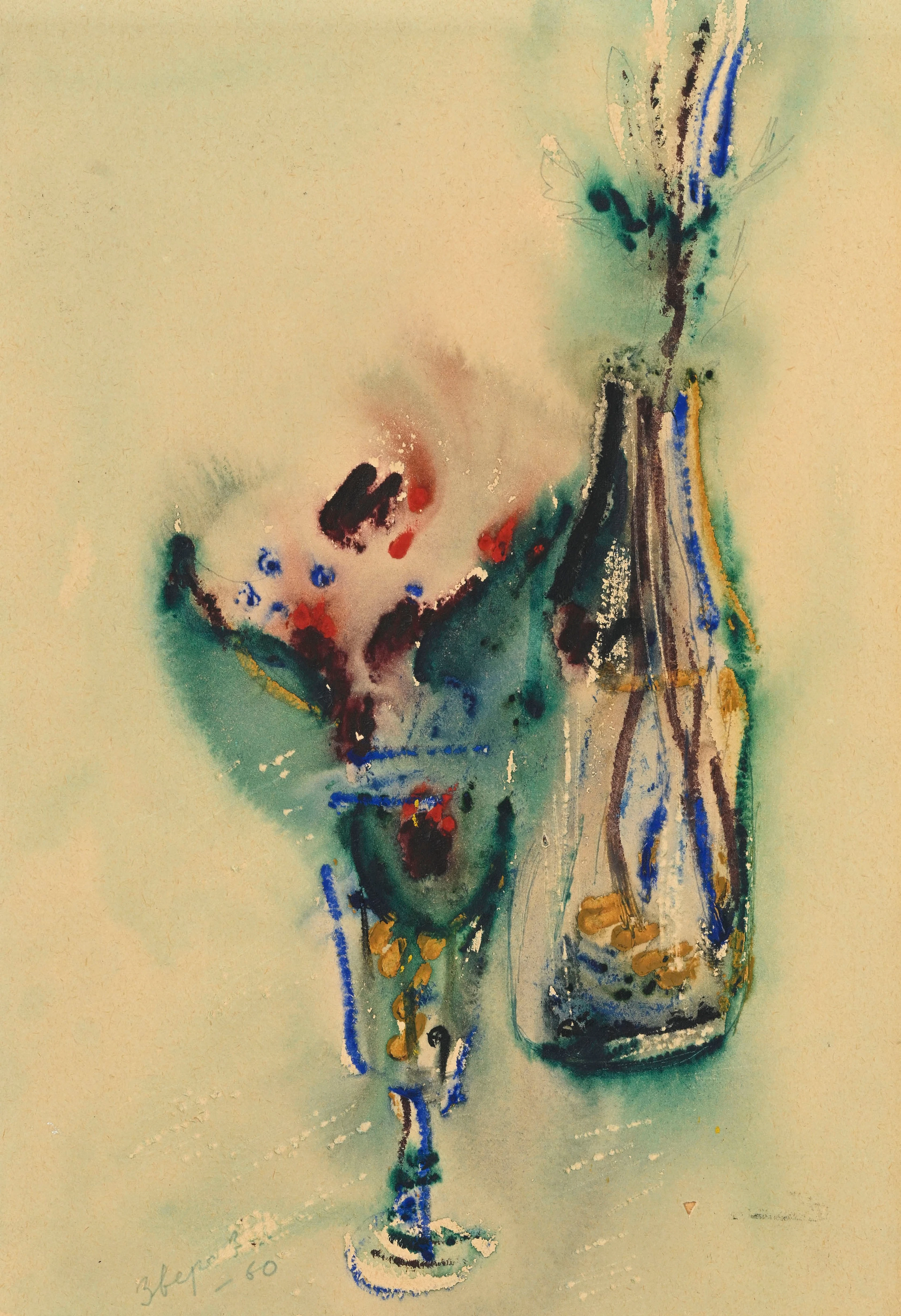 Anatolij Timofeevic Zverev (1931-1986), "Bouteille au verre", 1960