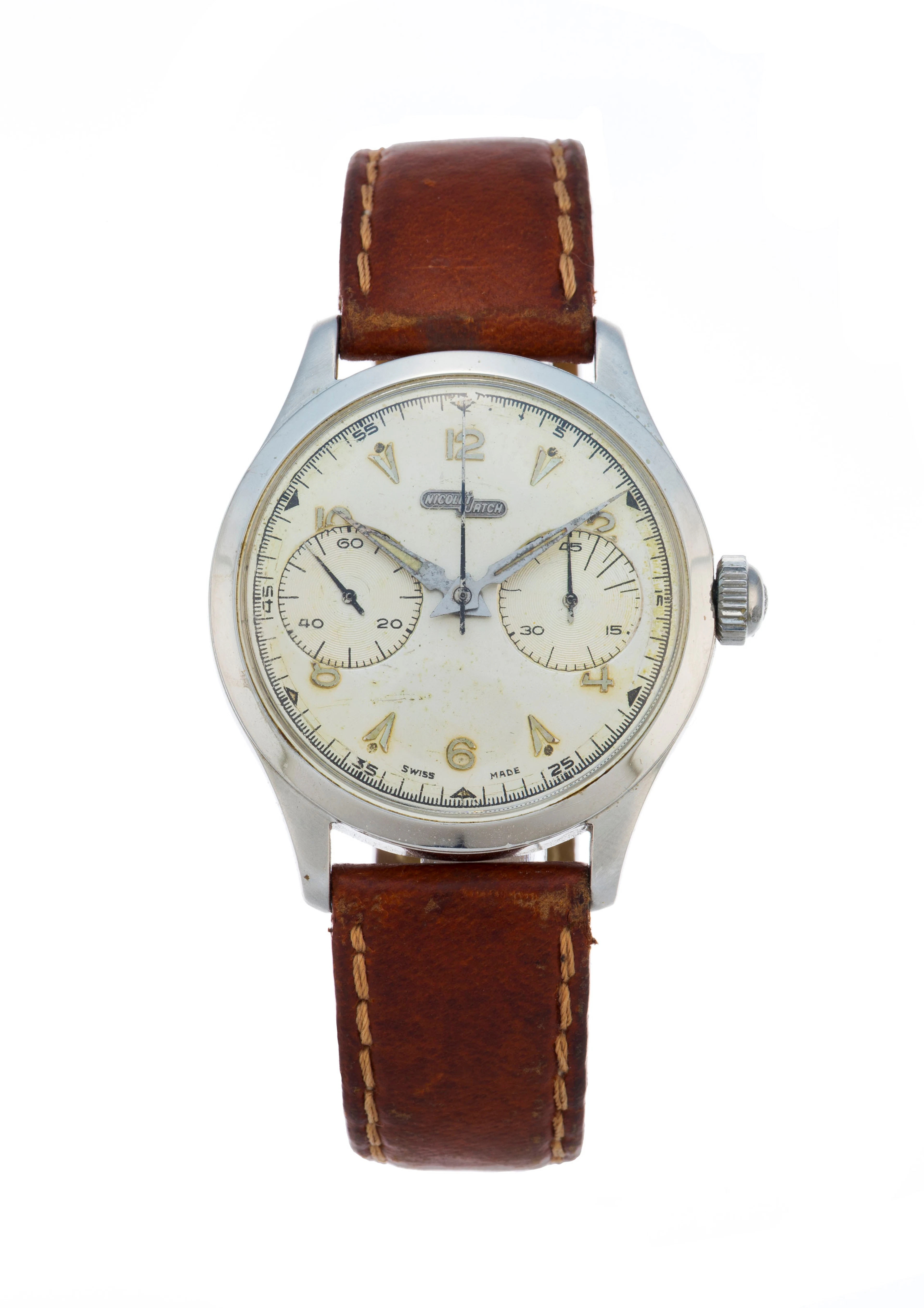 Nicolet Watch, Brevet n°9025101, montre chronographe en acier Mouvement:
