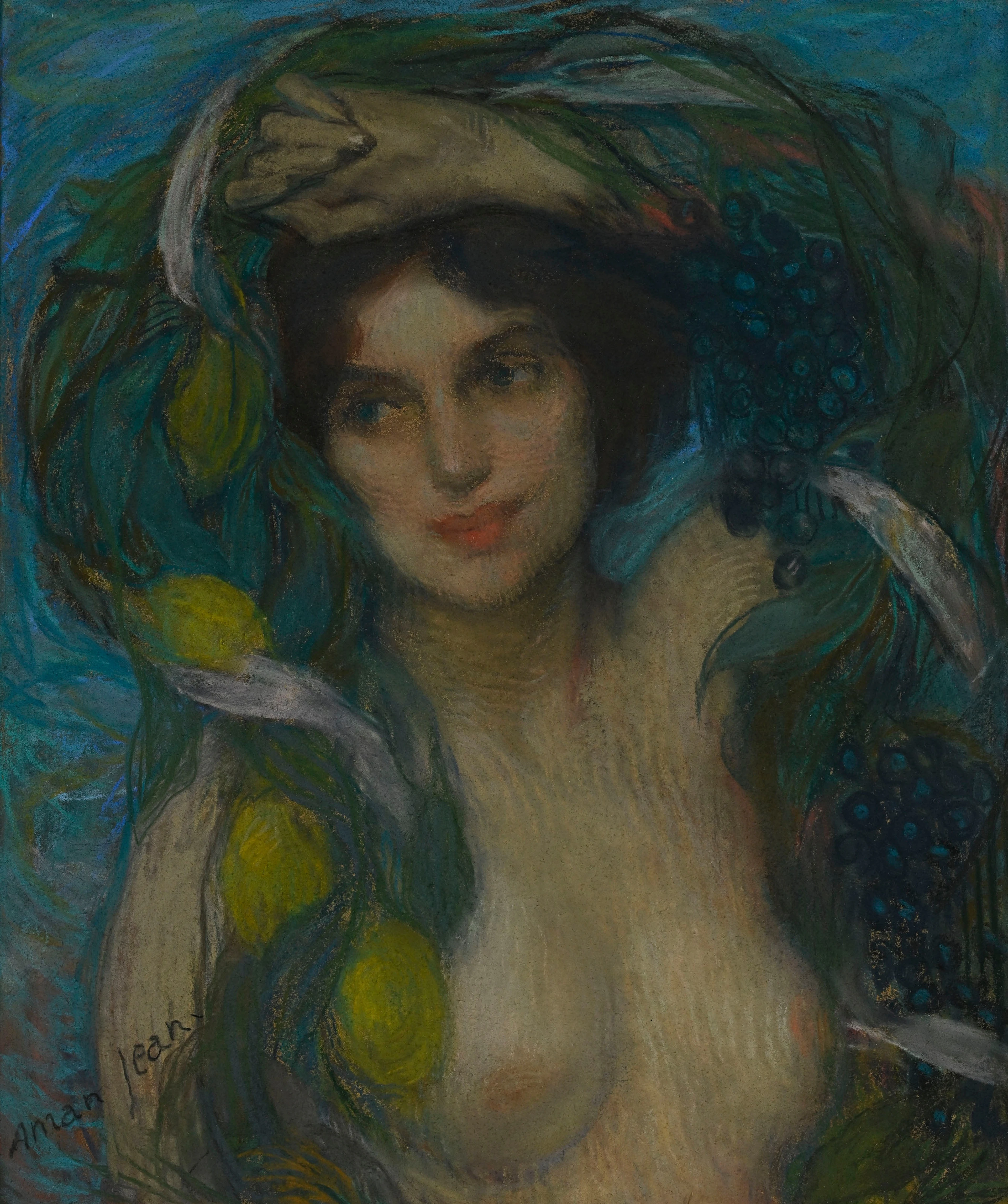 Edmond Aman-Jean (1860-1936), Portrait de femme, pastel sur carton