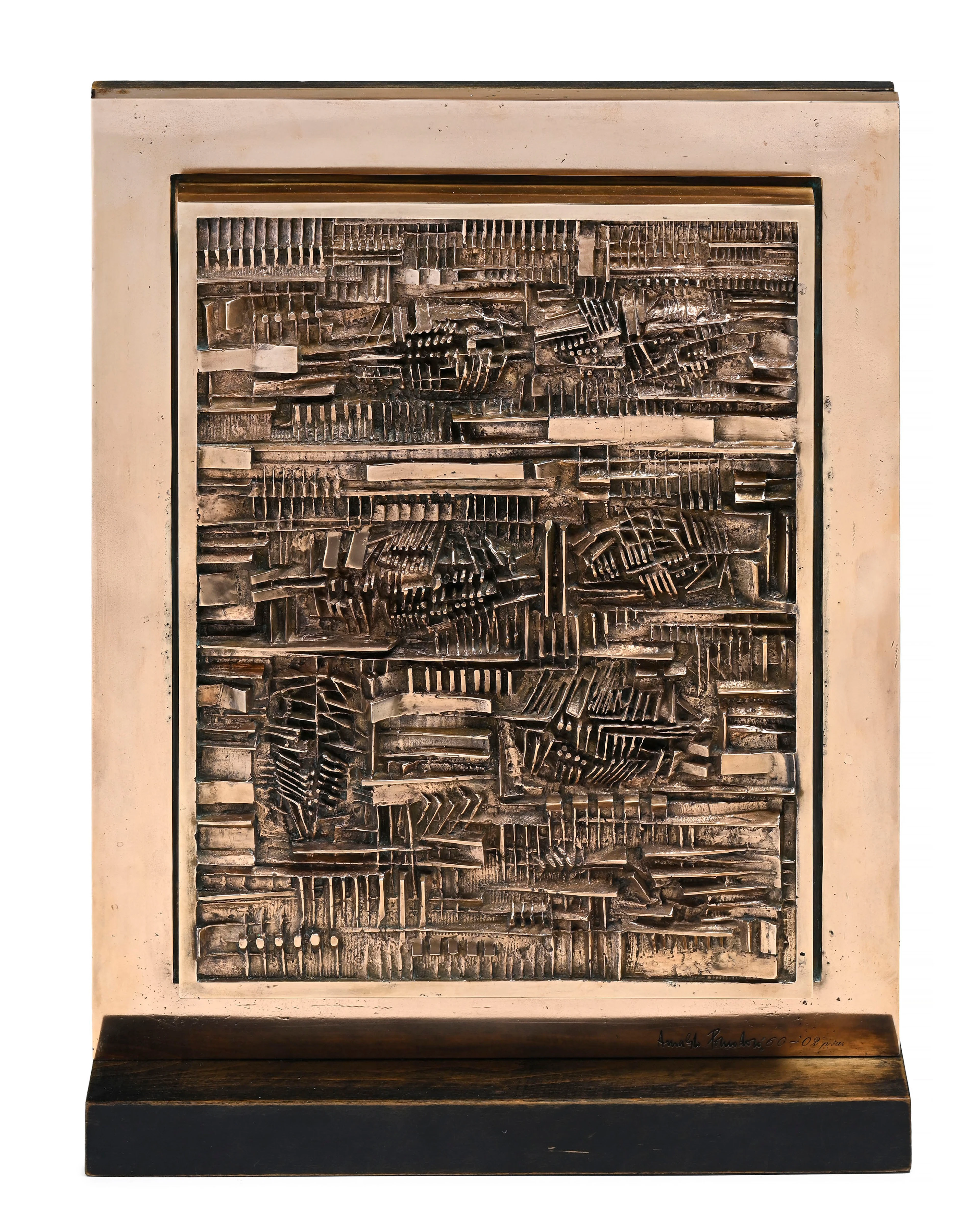 Arnaldo Pomodoro (1926-2025), "Tavola dei segni", 1960, bronze en