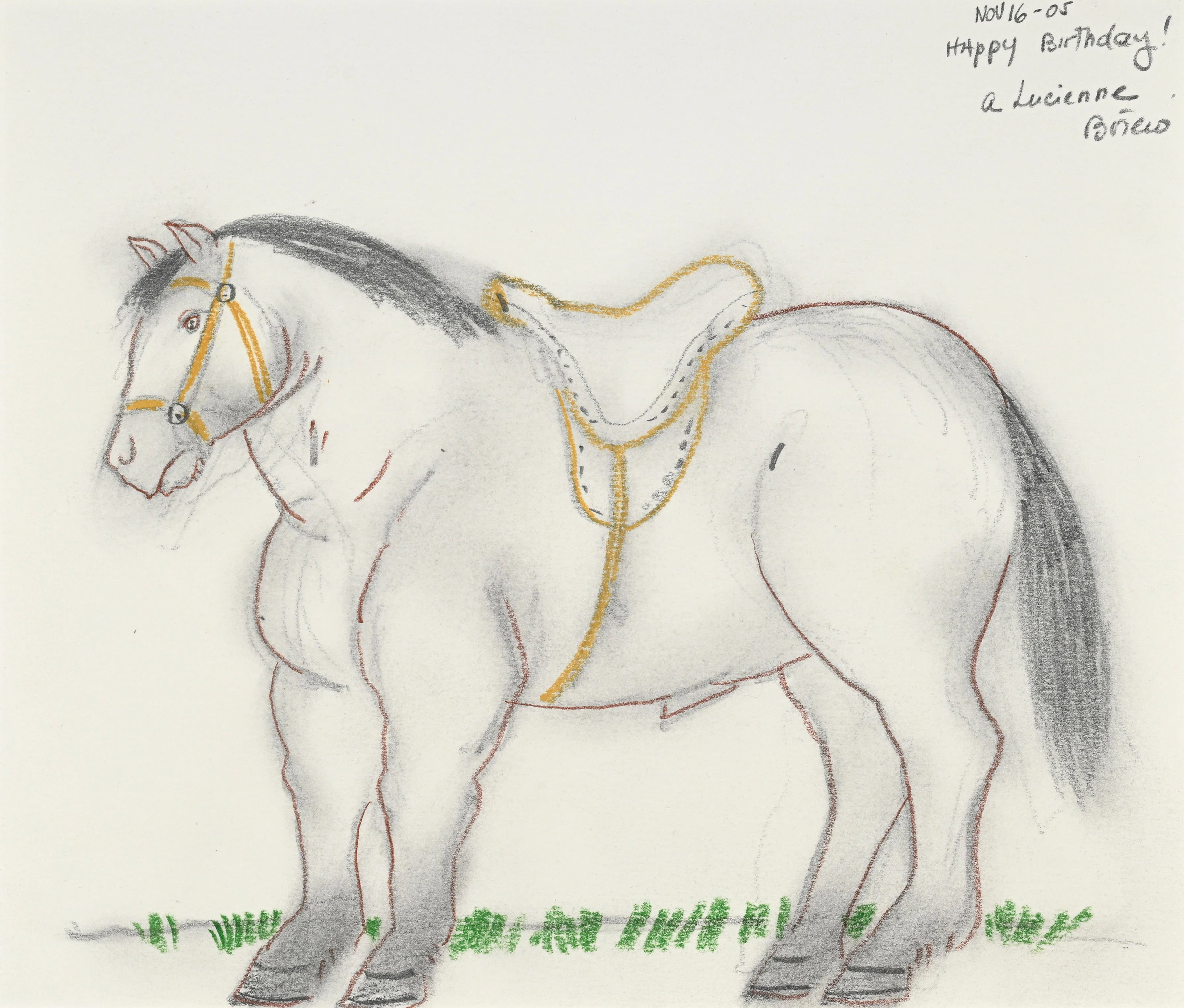 Fernando Botero (1932-2023), Cheval, crayon de graphite et pastel
