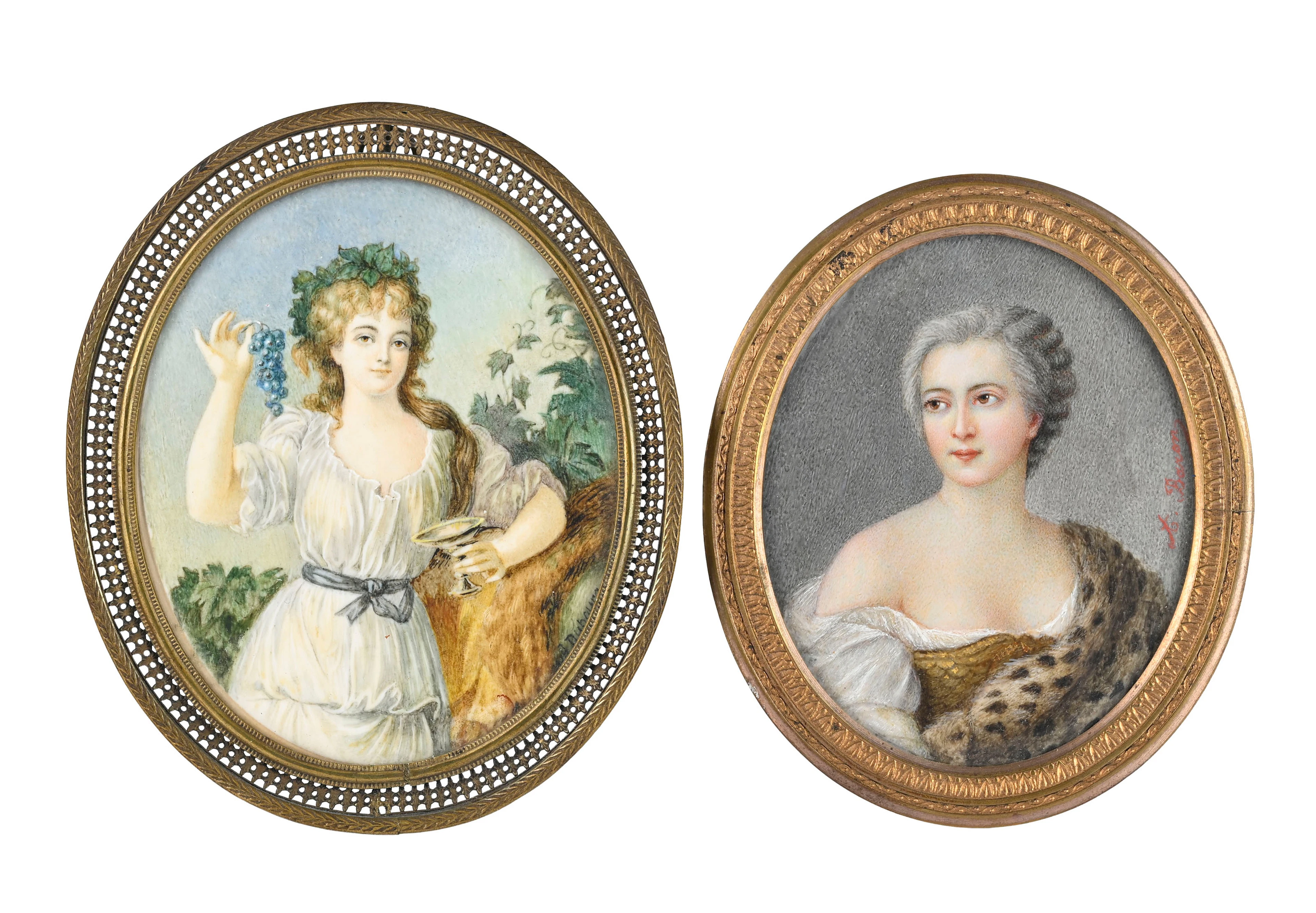 Vendangeuse au dégustation et Dame au châle léopard, deux portraits
