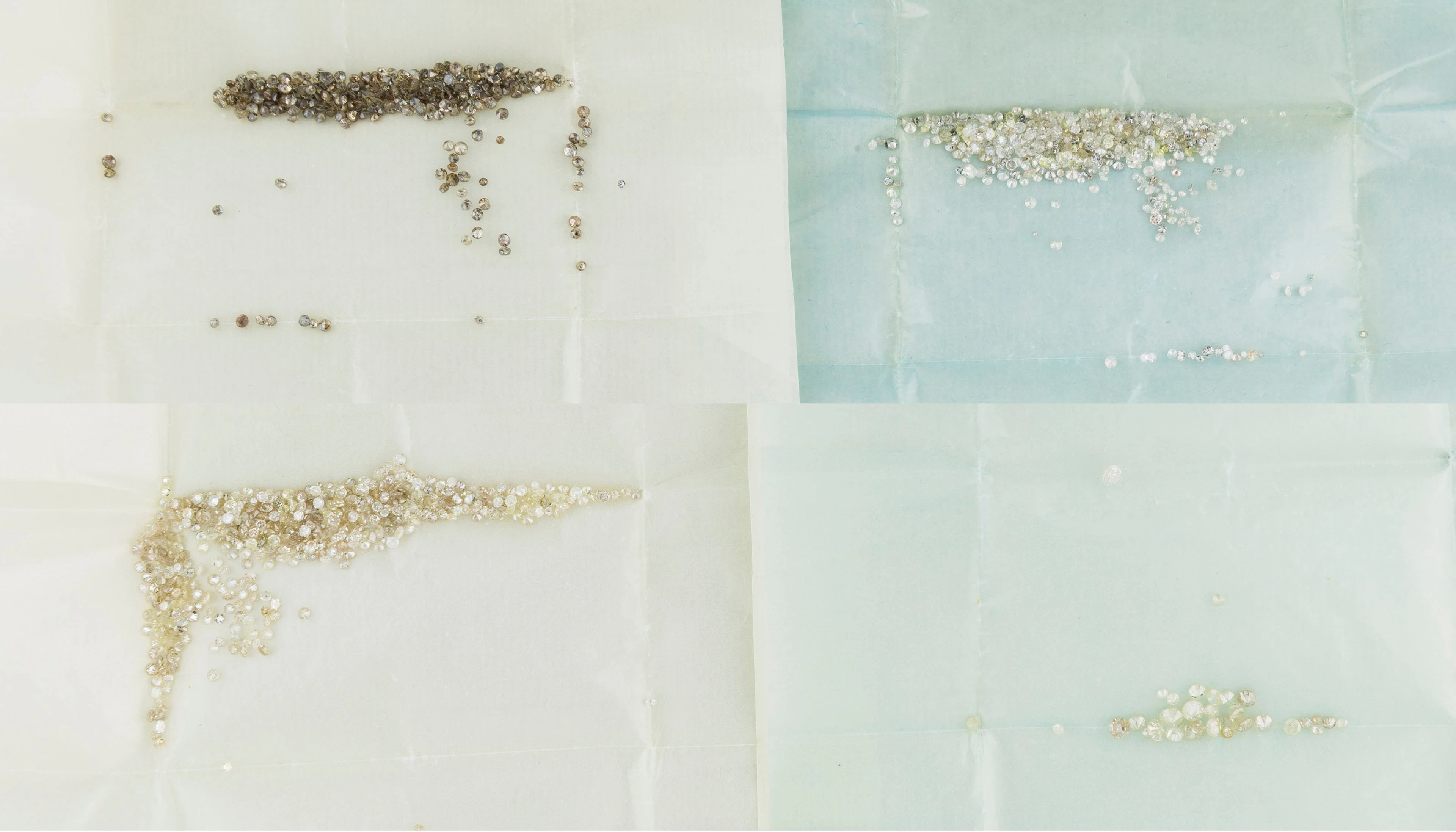 Lot de 19 plis de diamants sur papier de différentes tailles pour