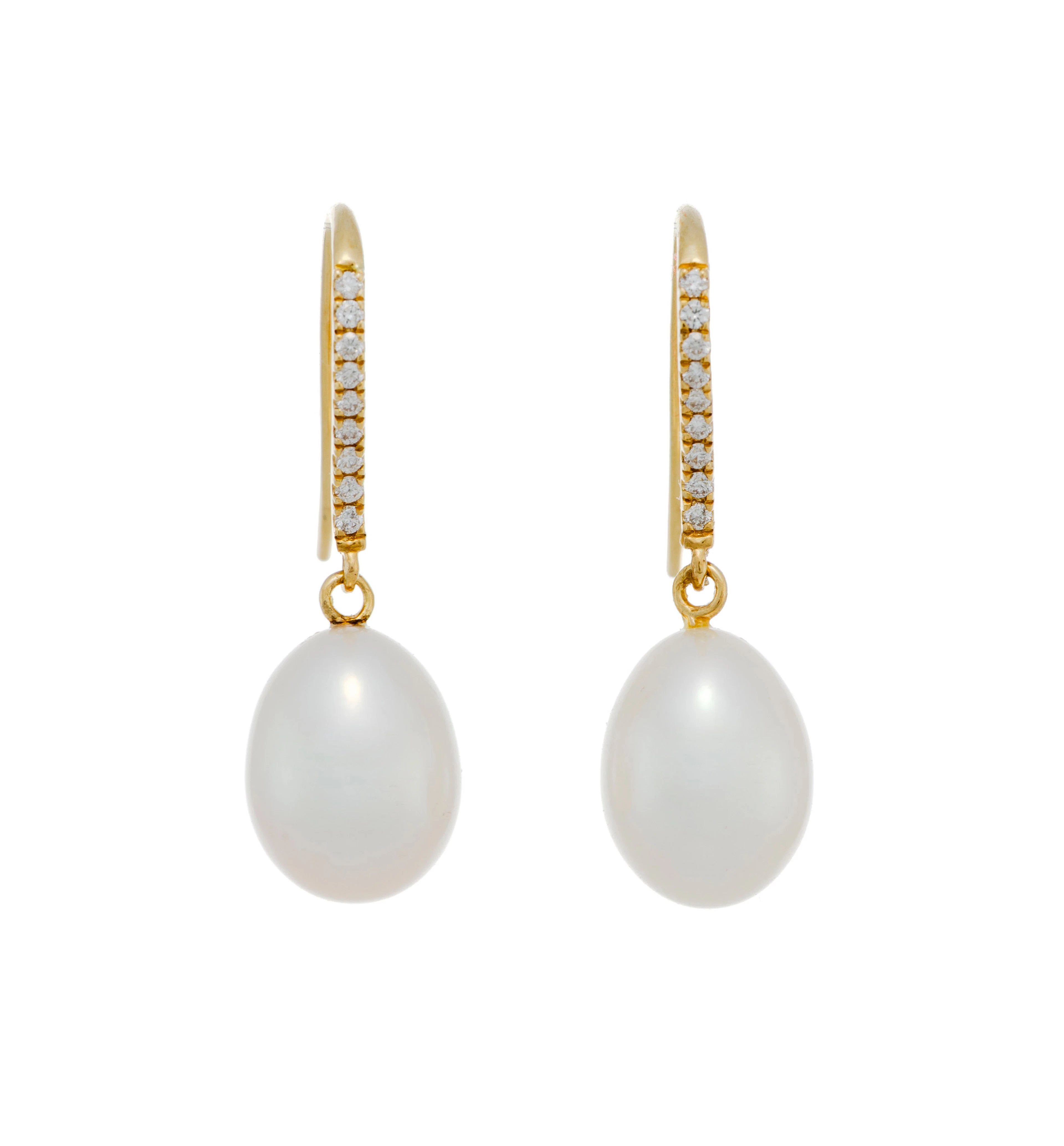 Paire de pendants d'oreilles or 750 sertis de diamants taille brillant