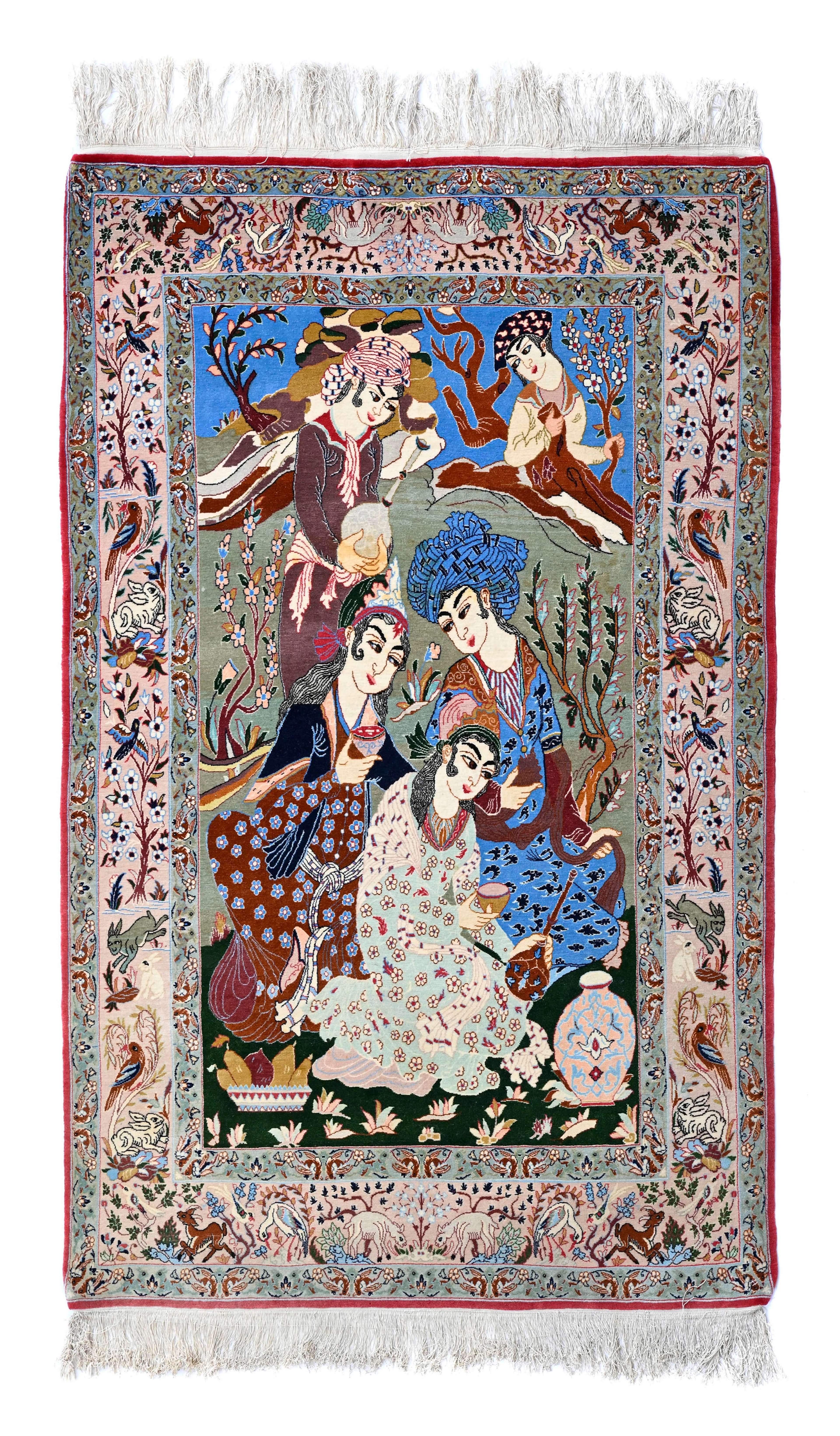 Tapis Ispahan, Iran, 3ème quart du XXe s., à décor de personnages