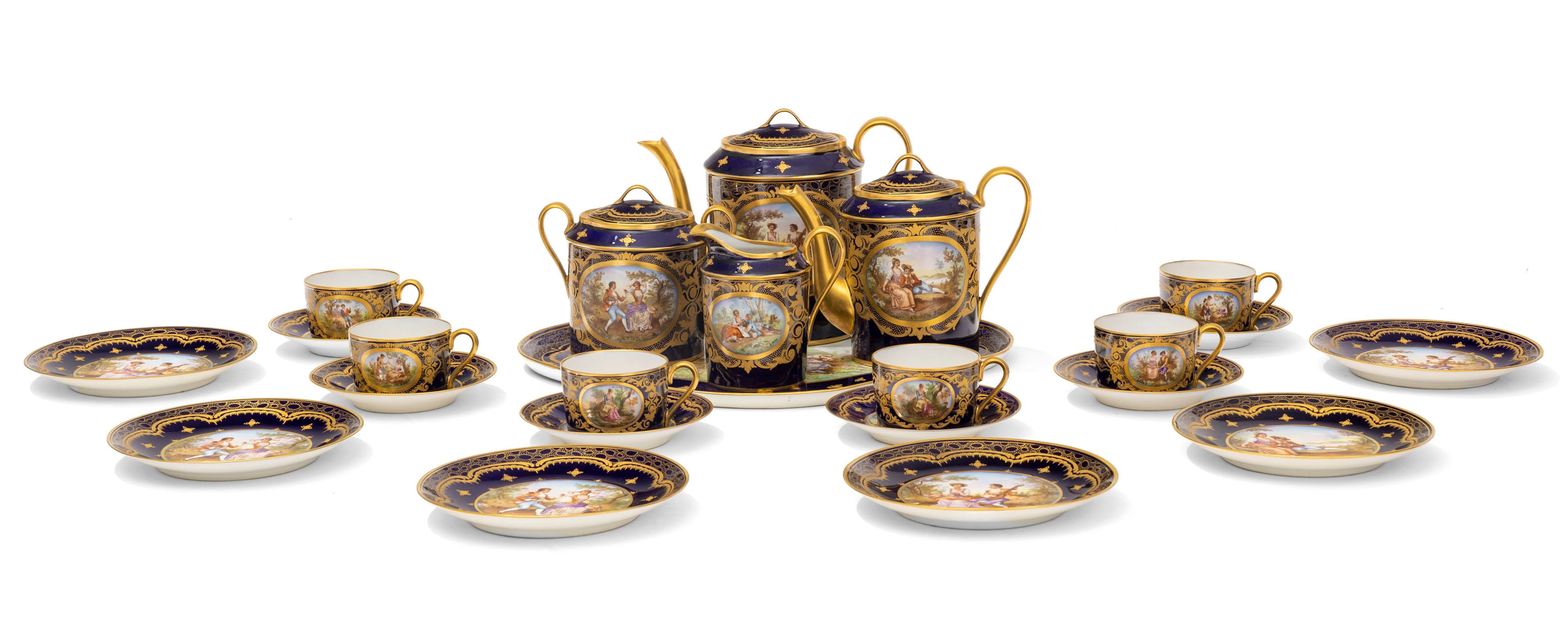 Sèvres dans le goût de. Service à thé et à café en porcelaine, XXe