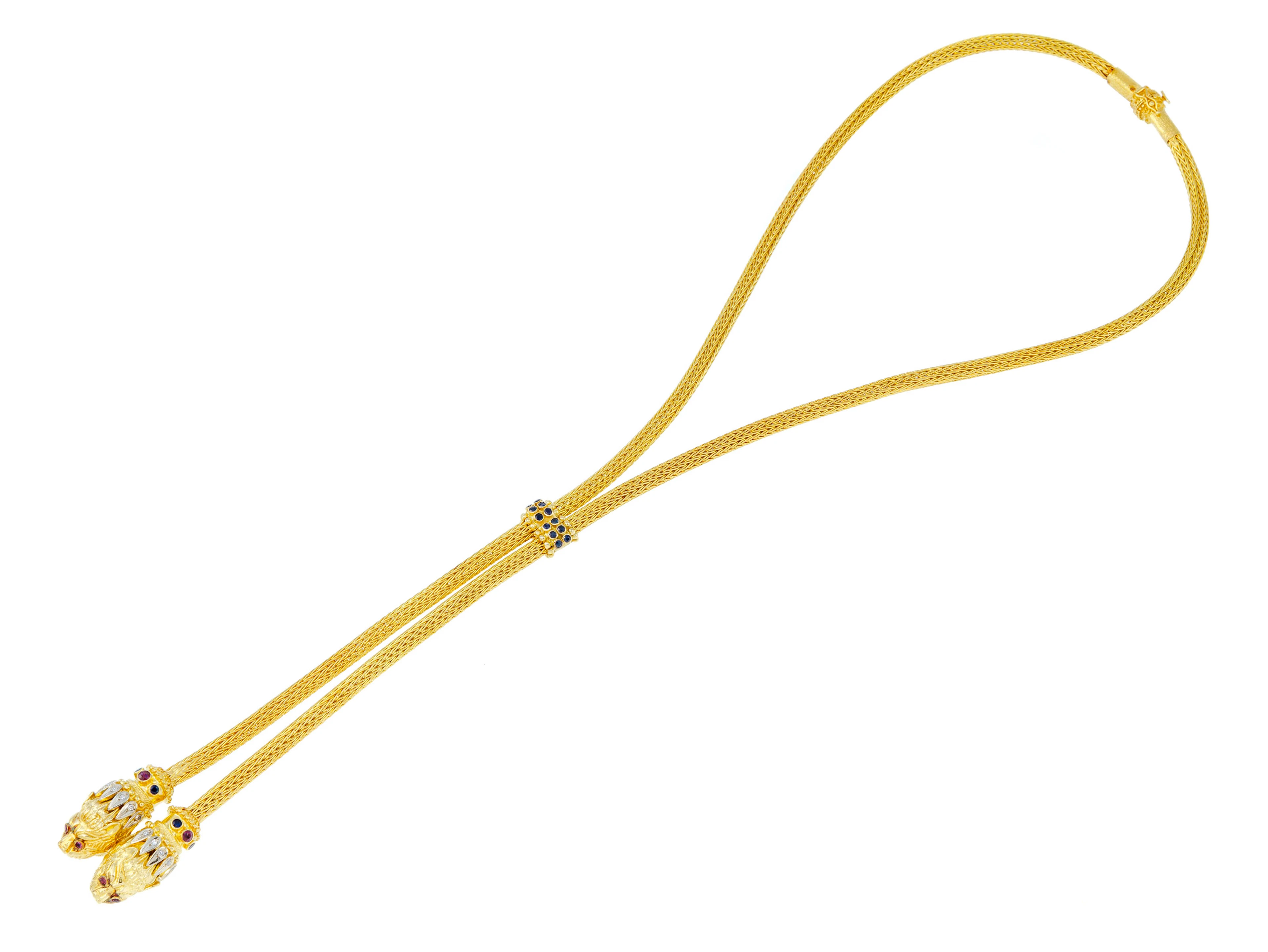 Lalaounis, collier en négligé en or 750 à maille palmier retenant