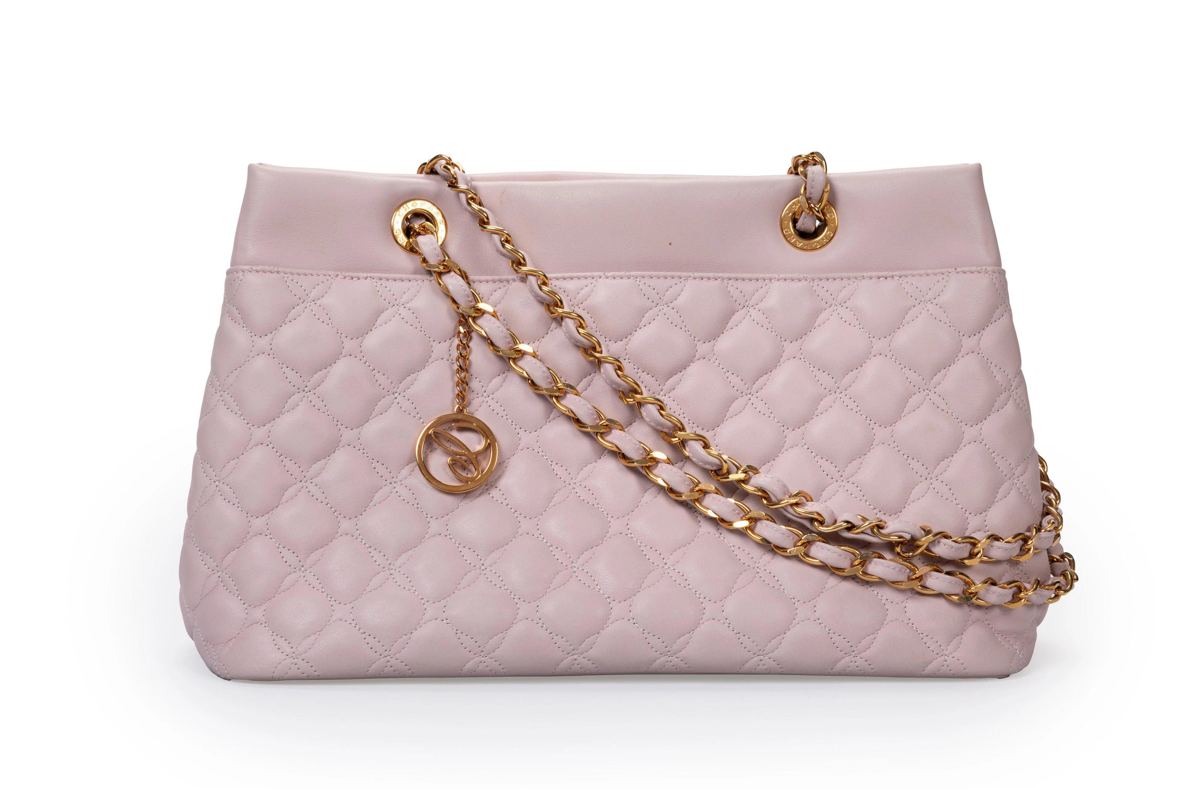 Chopard, sac Cabas Shopper en cuir lilas pale matelassé à médaillons
