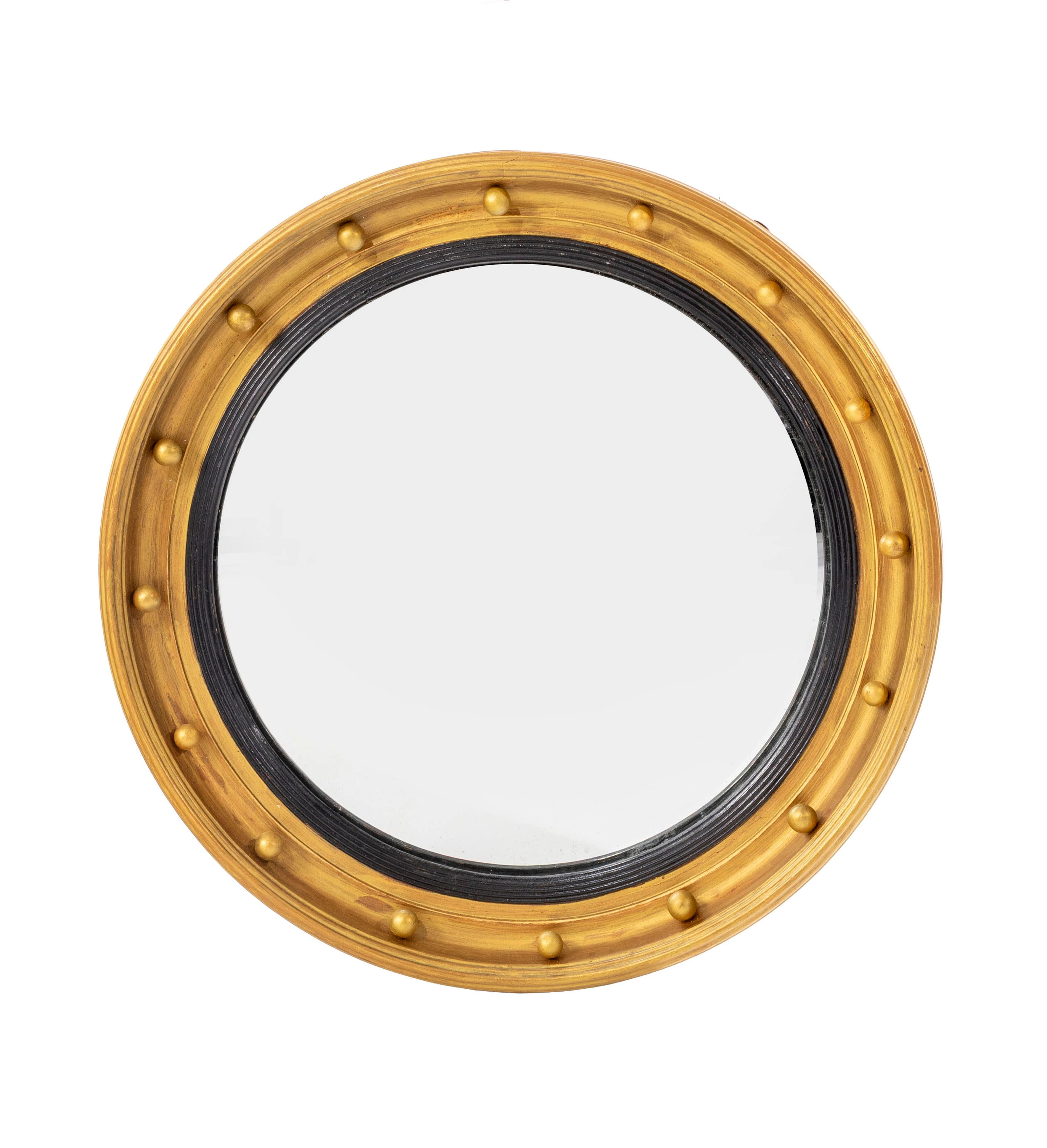 Miroir circulaire de style Regency, XXIe s., en bois doré et noirci