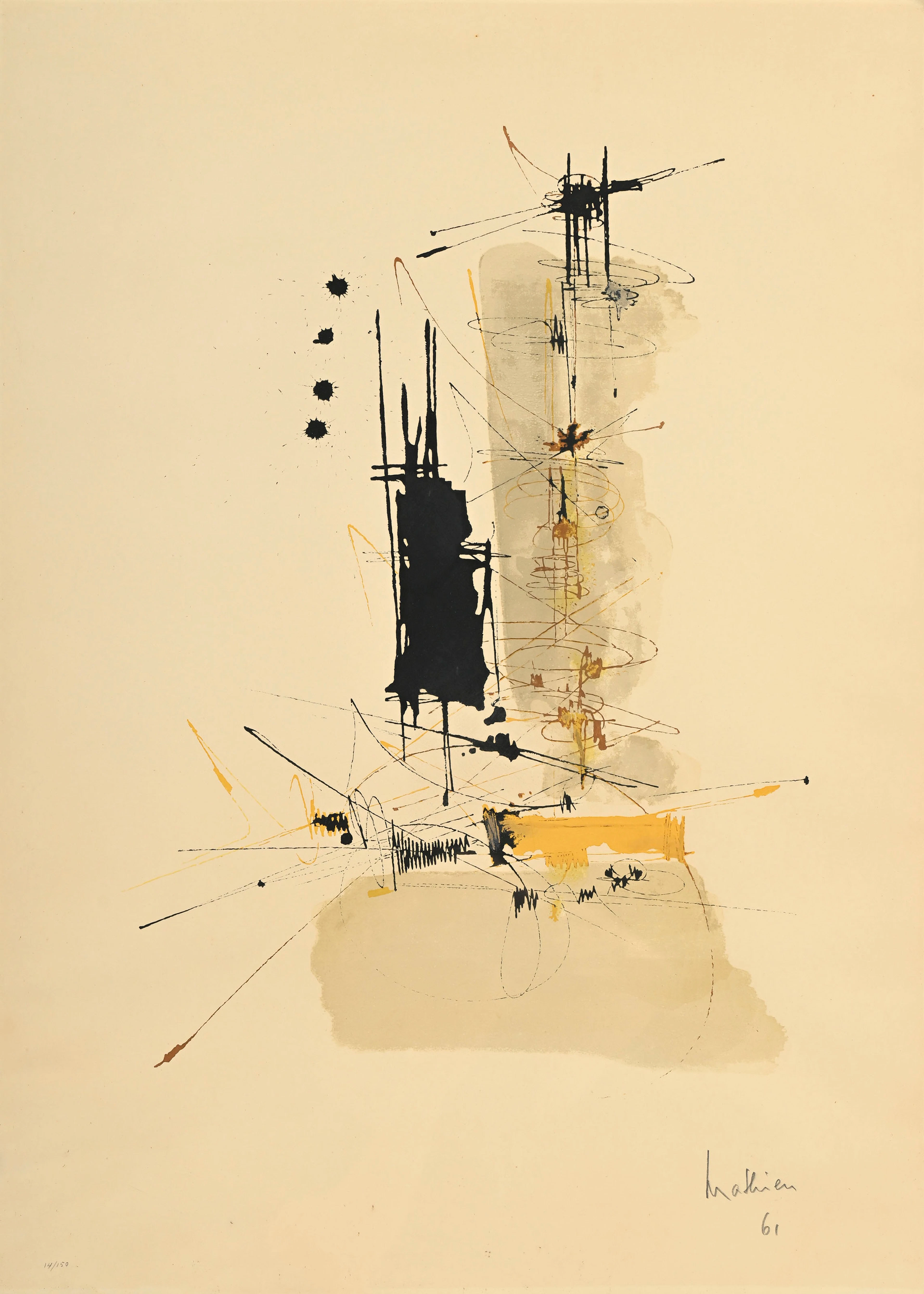 Georges Mathieu (1921-2012), d'après, Composition, 1961, lithographie