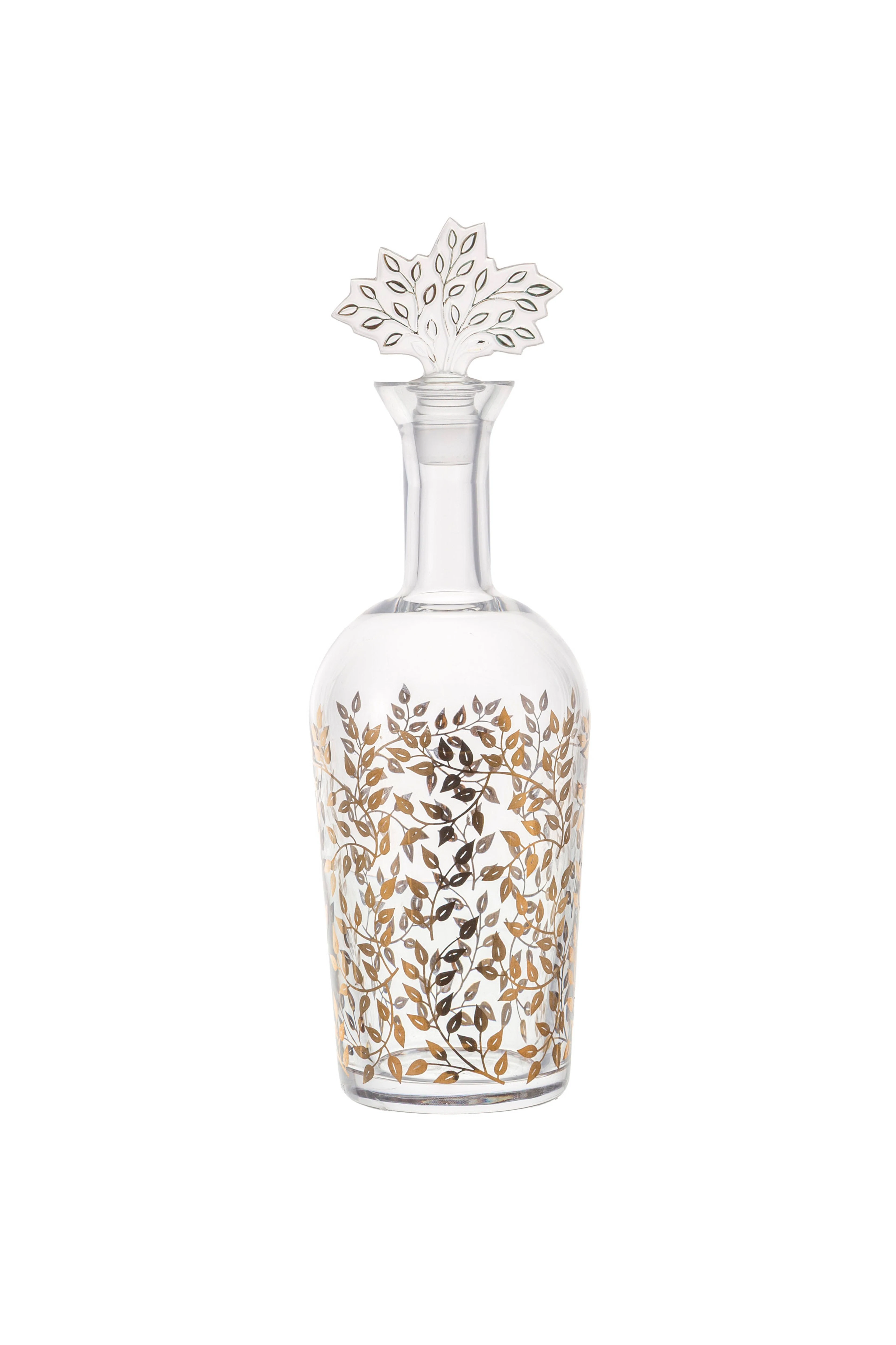 Lalique France. Carafe en cristal soufflé-moulé, modèle Feuillage