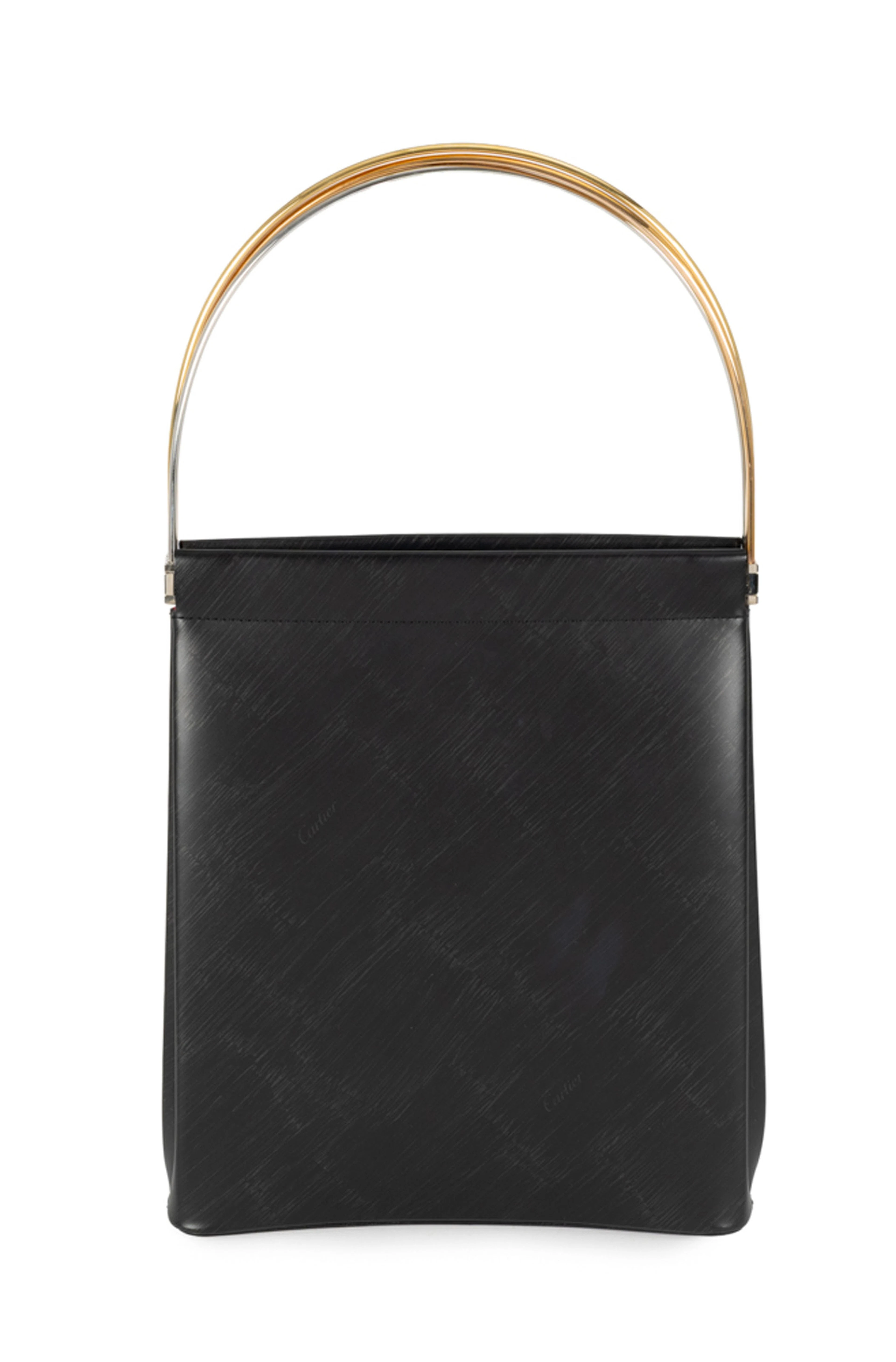 Cartier, sac Trinity en cuir de veau noir à l'effet brossé, fermeture