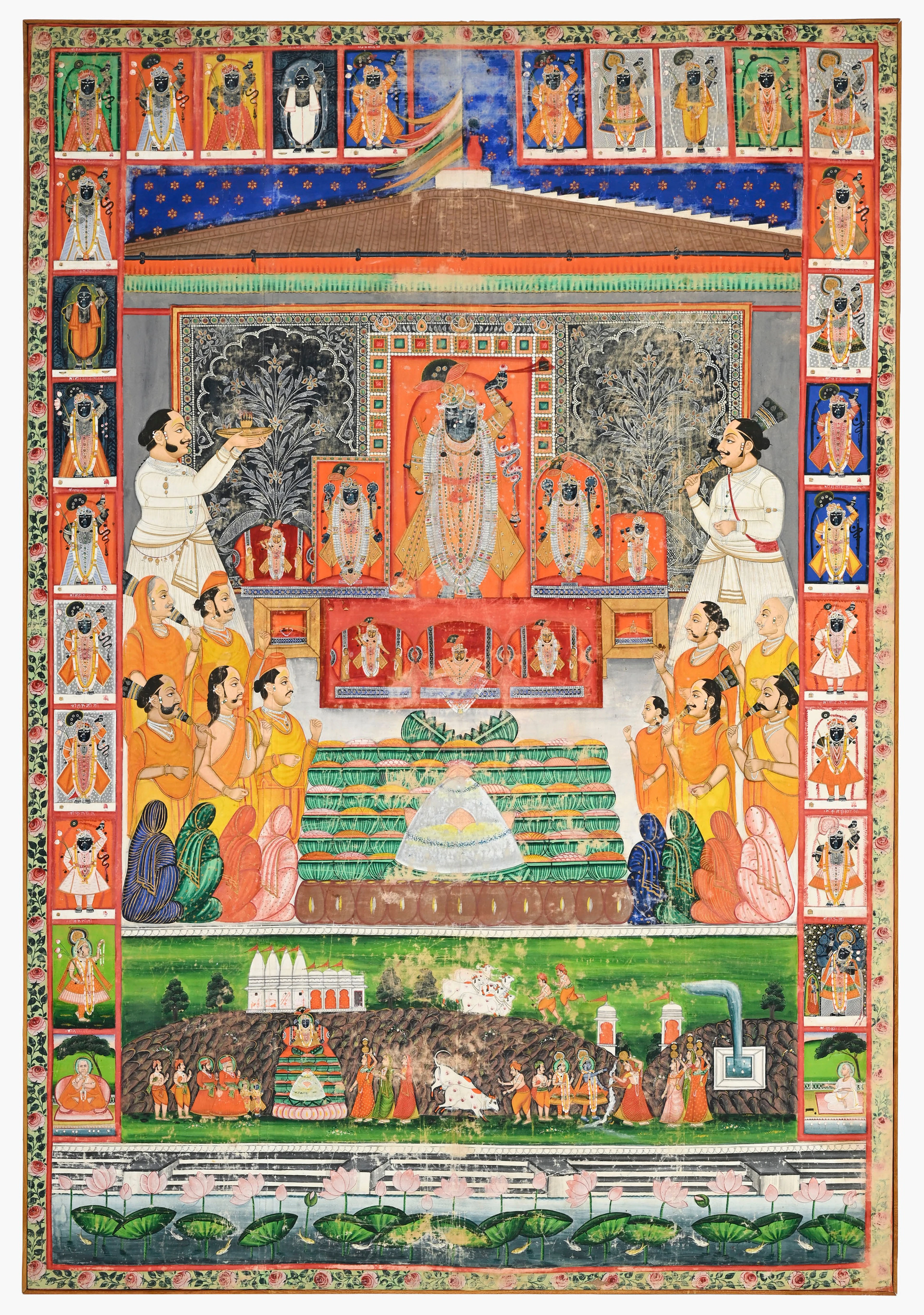 Grand Picchvai (peinture sur coton) de l'Annakuta, Rajasthan, probablement