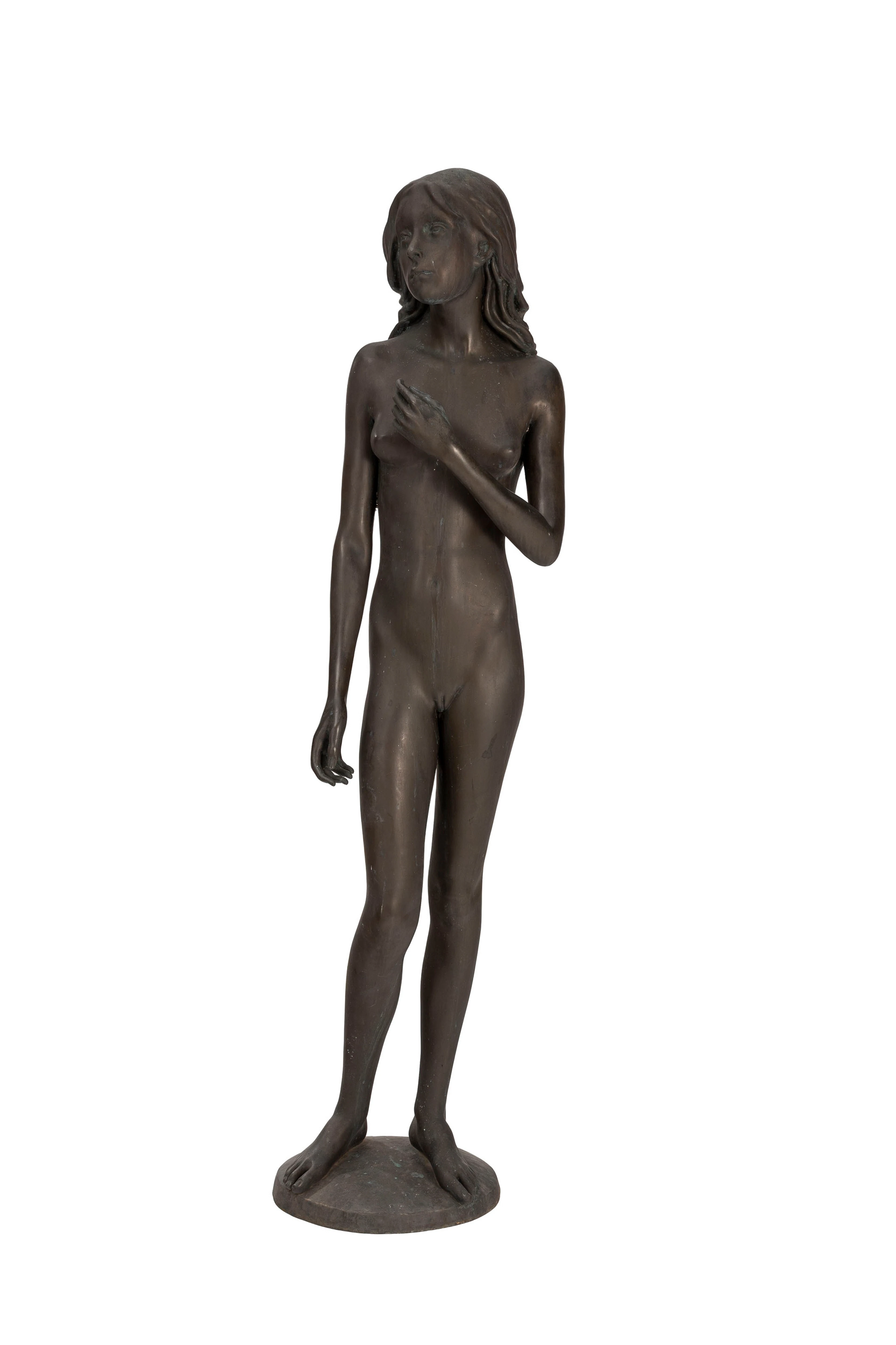 Heinz Schwarz (1920-1994), Femme nue debout, sculpture en bronze