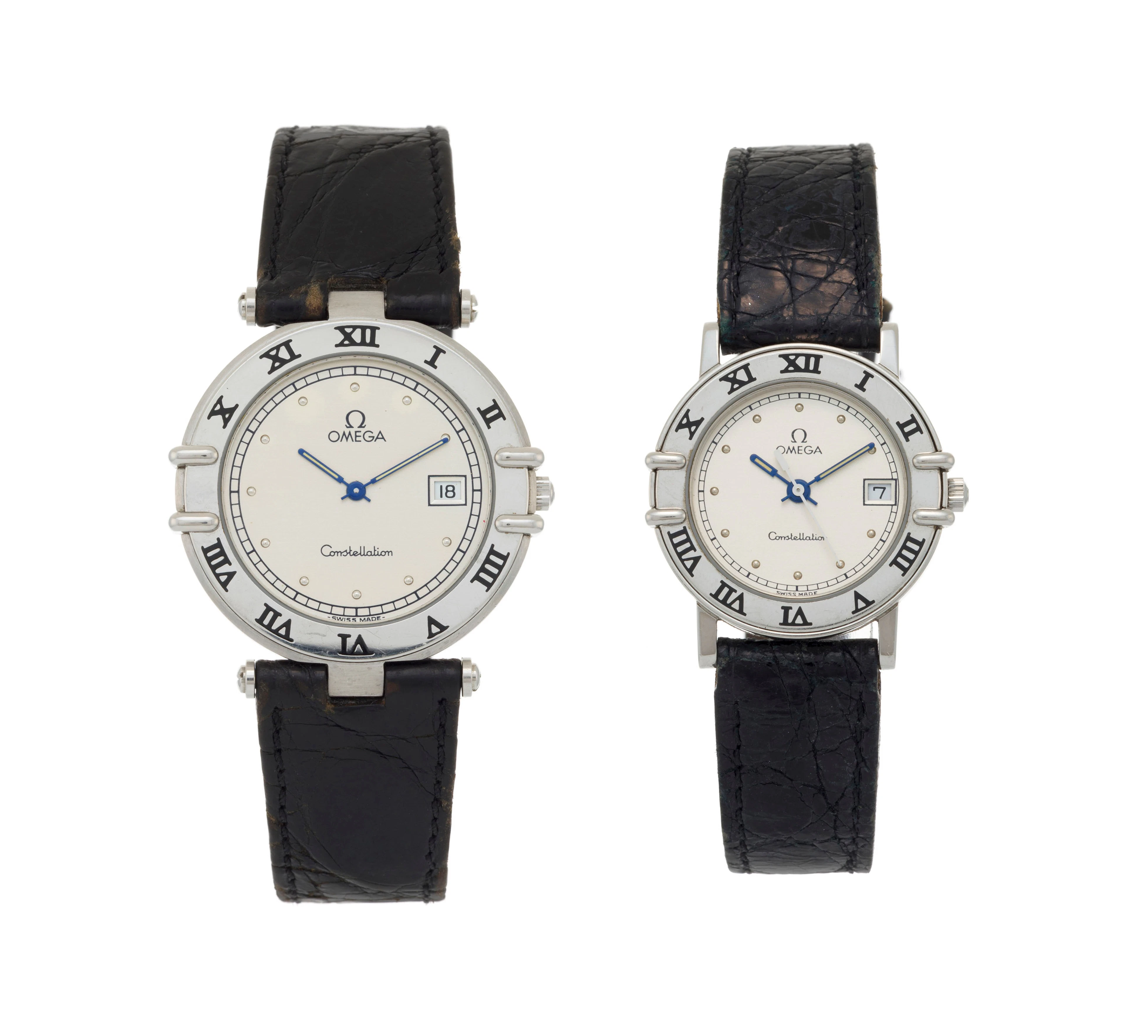 Omega, Constellation, lot de 2 montres en acier Mouvement: quartz